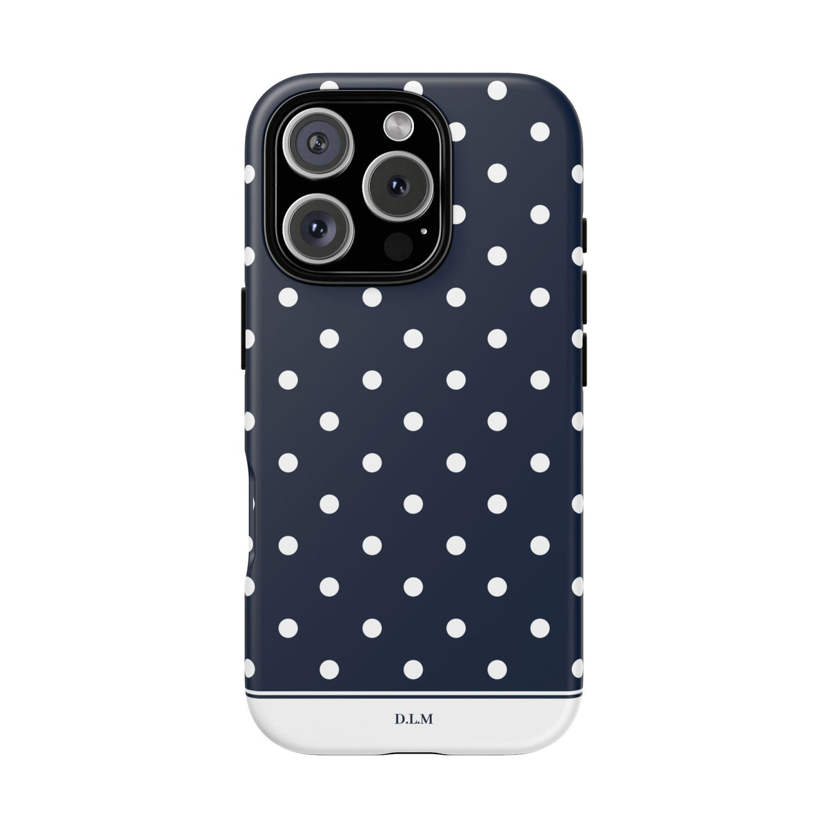 Navy Pearl Personalised Polka Dot Case