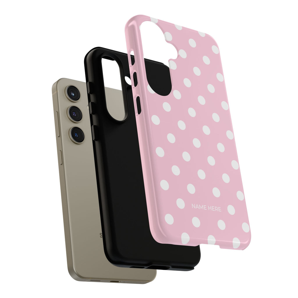 Pink & White PolkaDot Customisable Name Case