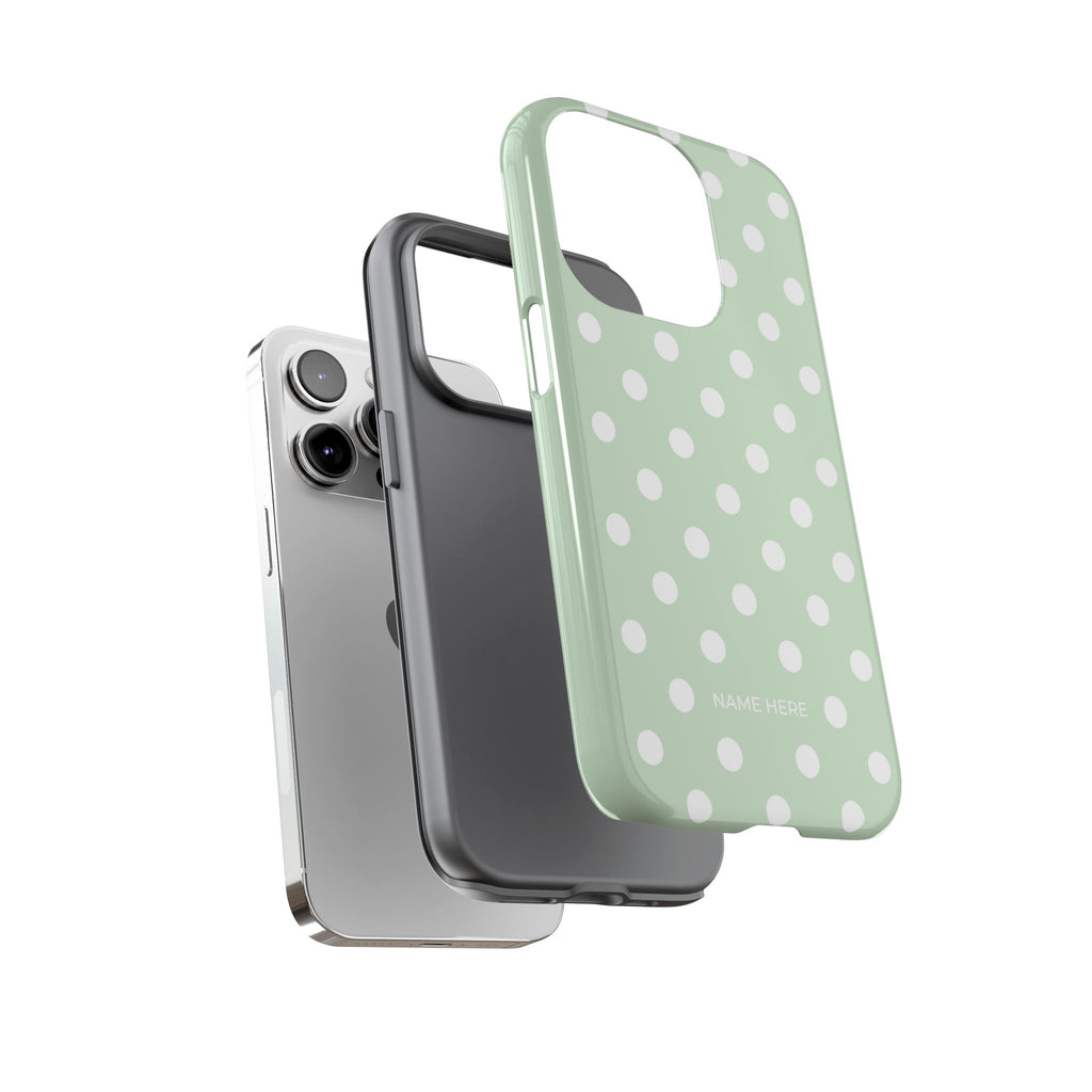 Green & White Polka Dot Customisable Case