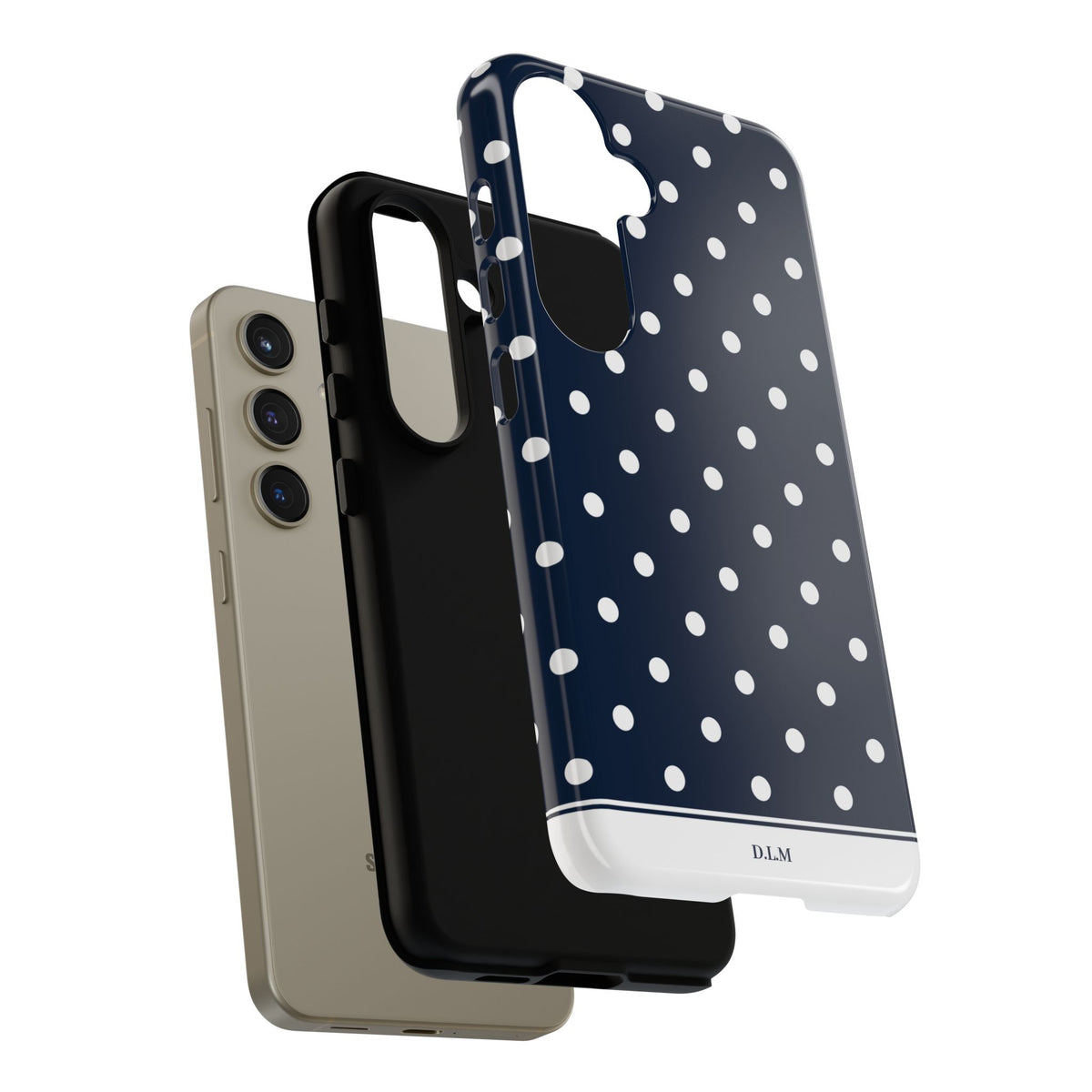 Navy Pearl Personalised Polka Dot Case
