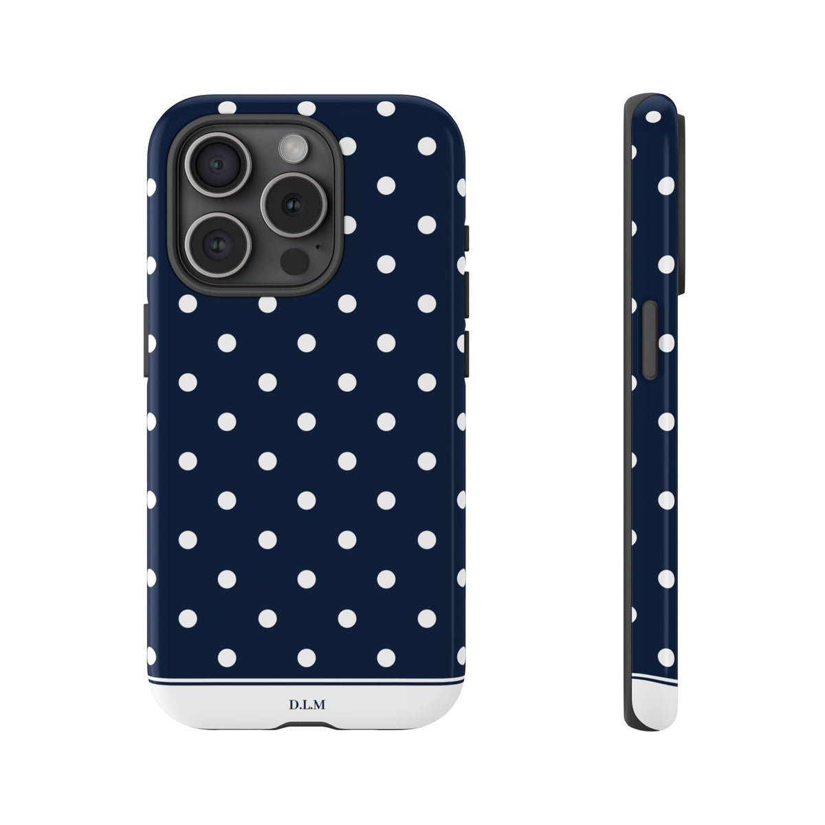 Navy Pearl Personalised Polka Dot Case