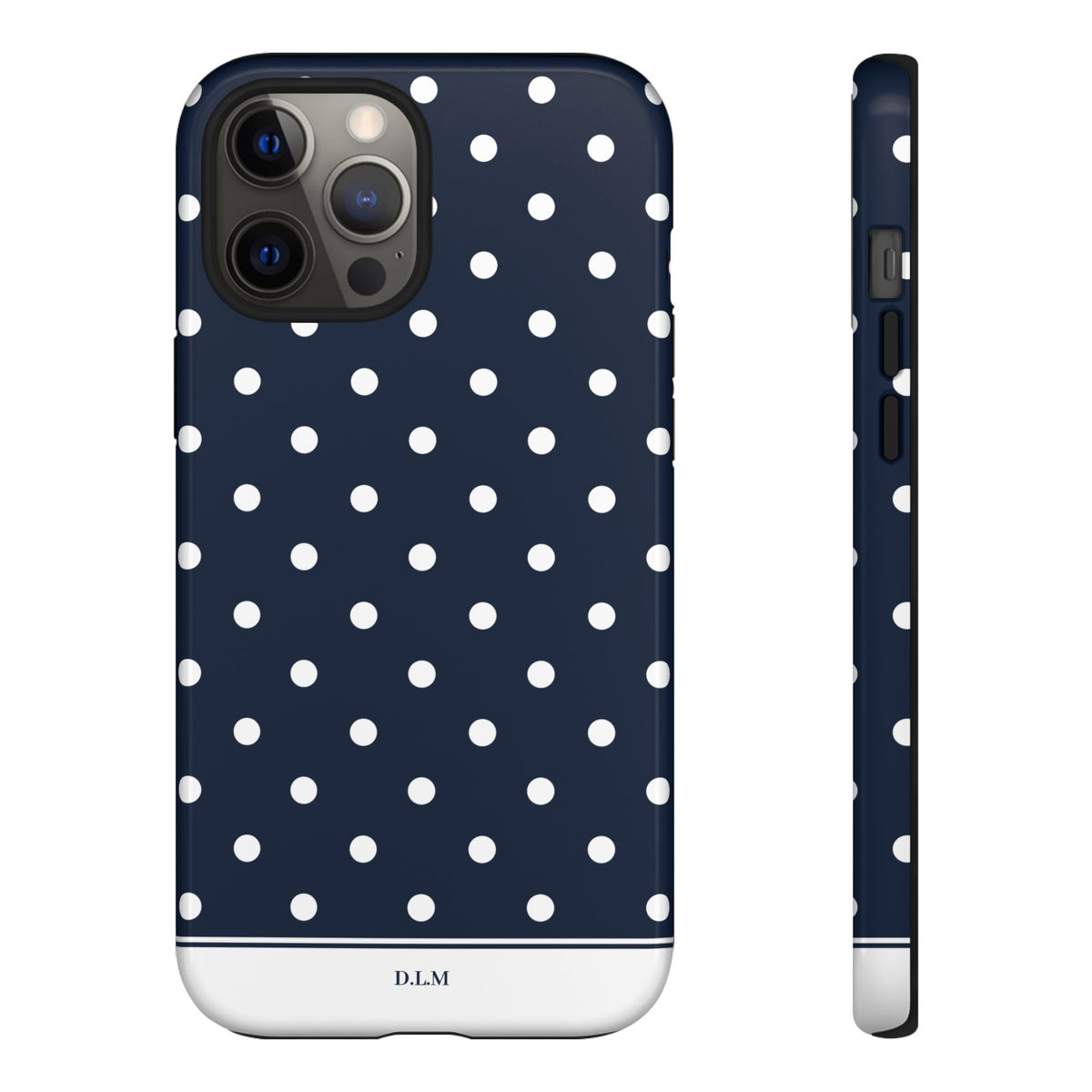 Navy Pearl Personalised Polka Dot Case