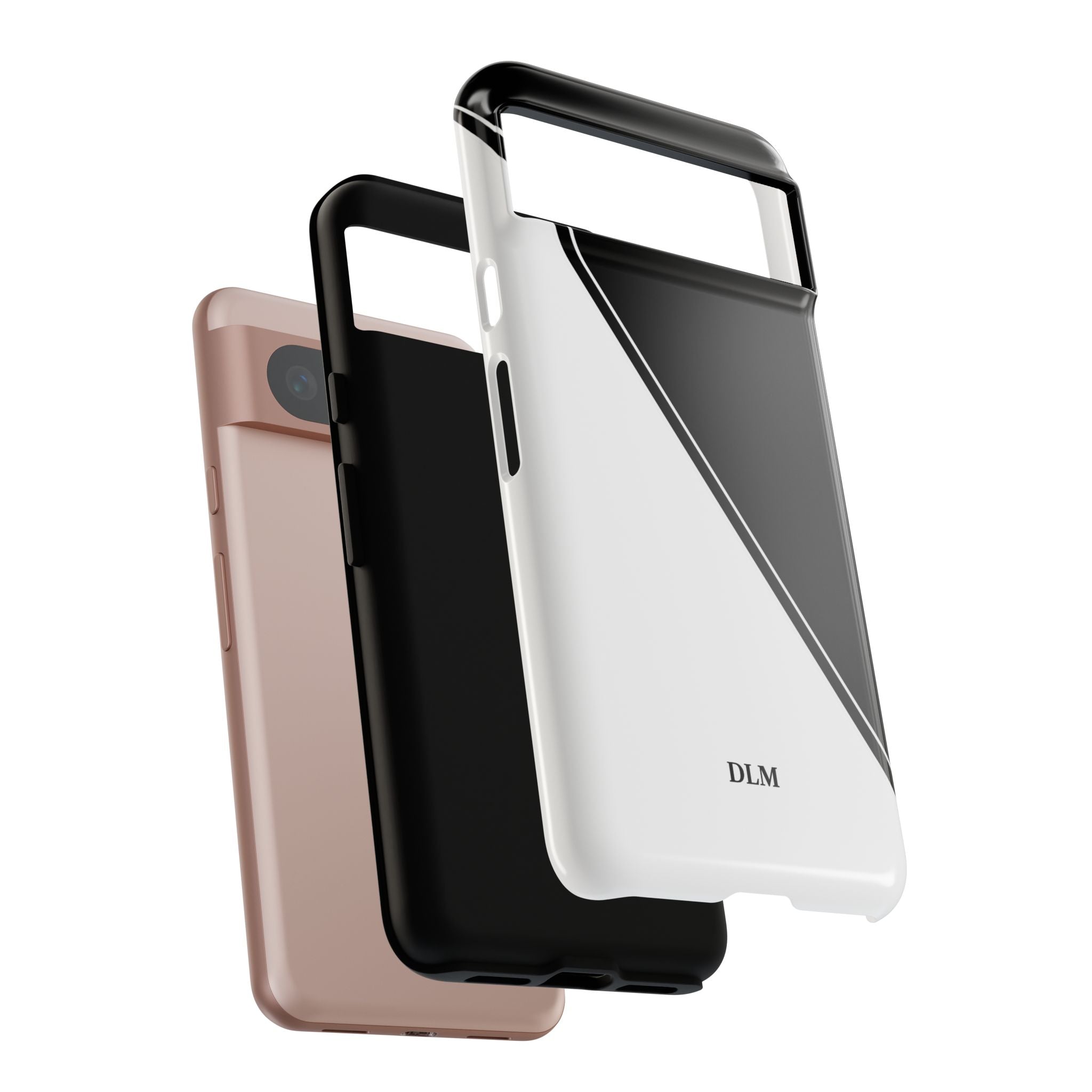 White/Black Two Tone Custom Initials Case