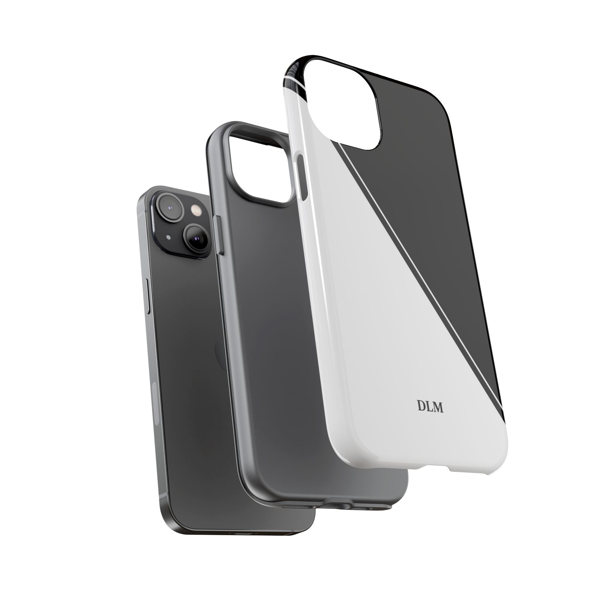 White/Black Two Tone Custom Initials Case
