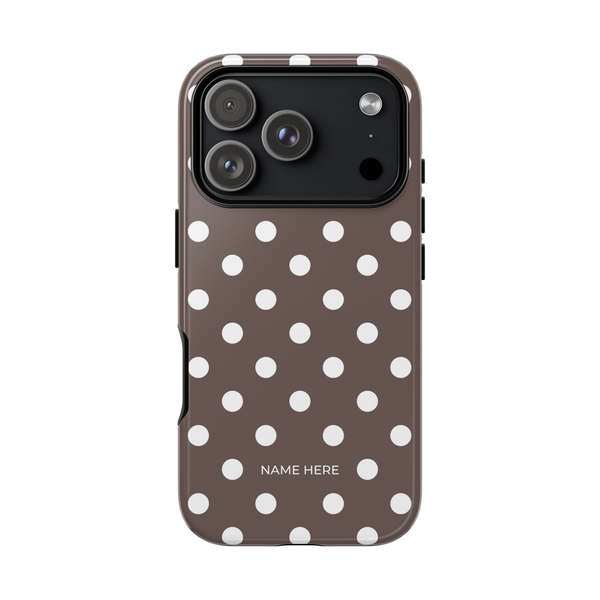 Brown & White PolkaDot Customisable Case