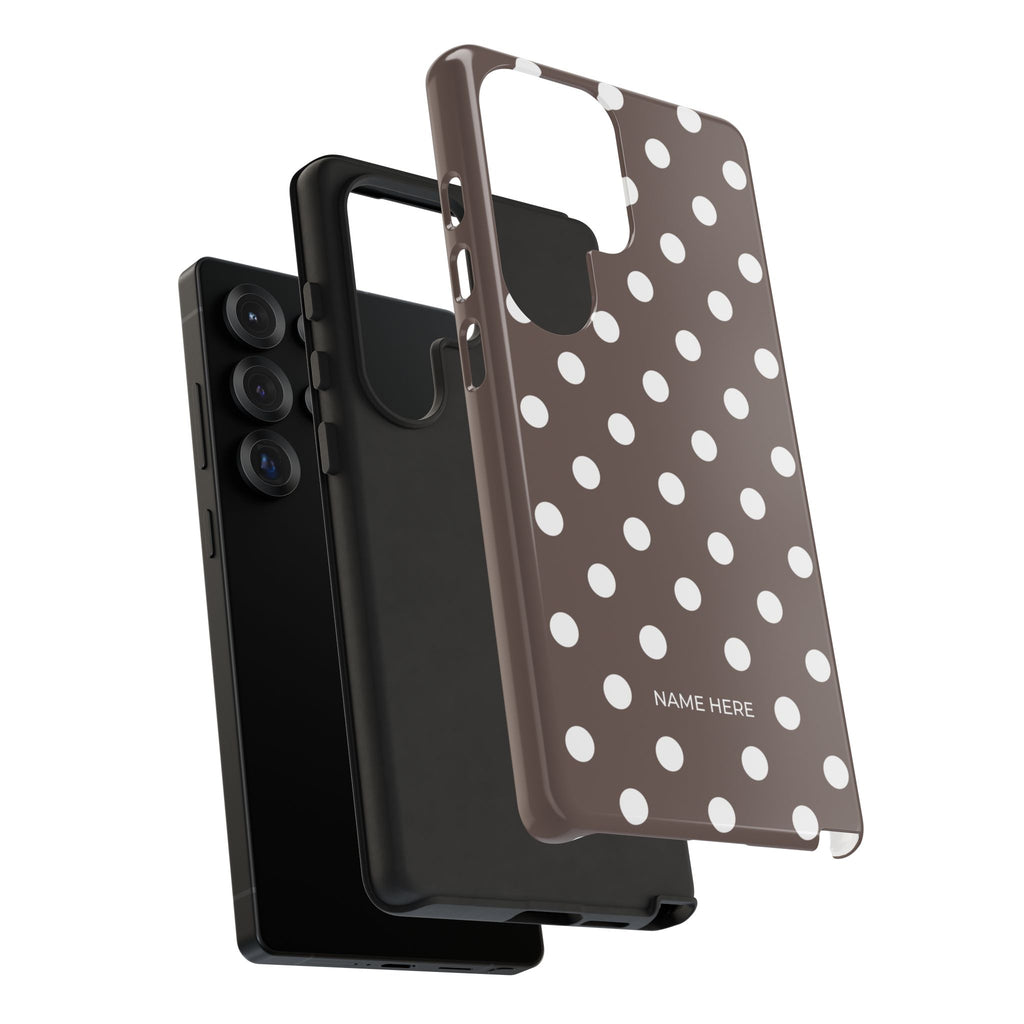 Brown & White PolkaDot Customisable Case