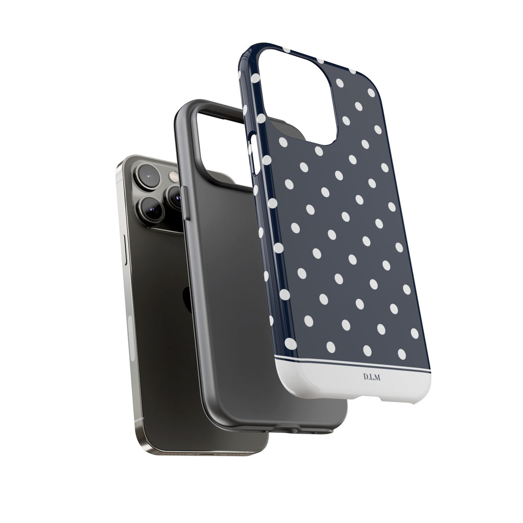 Navy Pearl Personalised Polka Dot Case