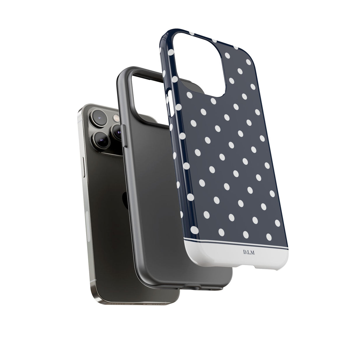 Navy Pearl Personalised Polka Dot Case