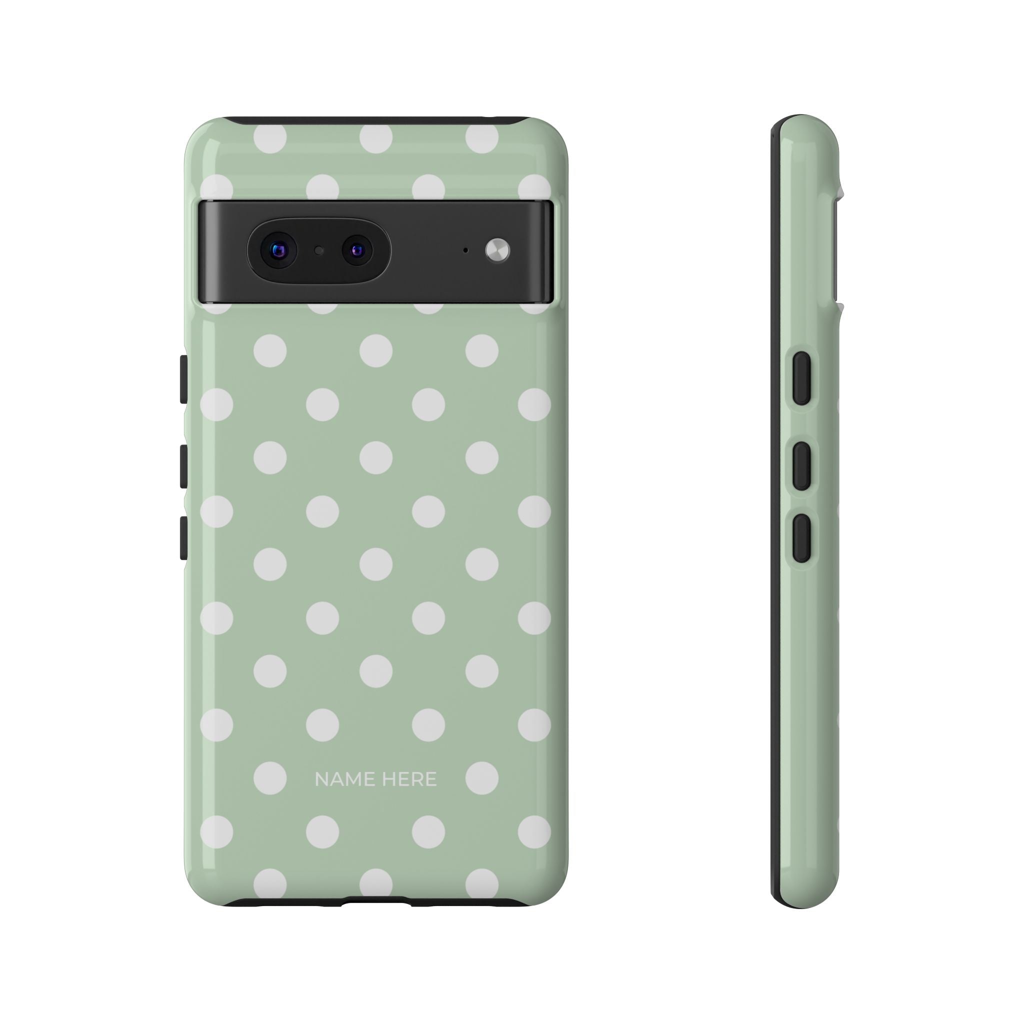 Green & White Polka Dot Customisable Case