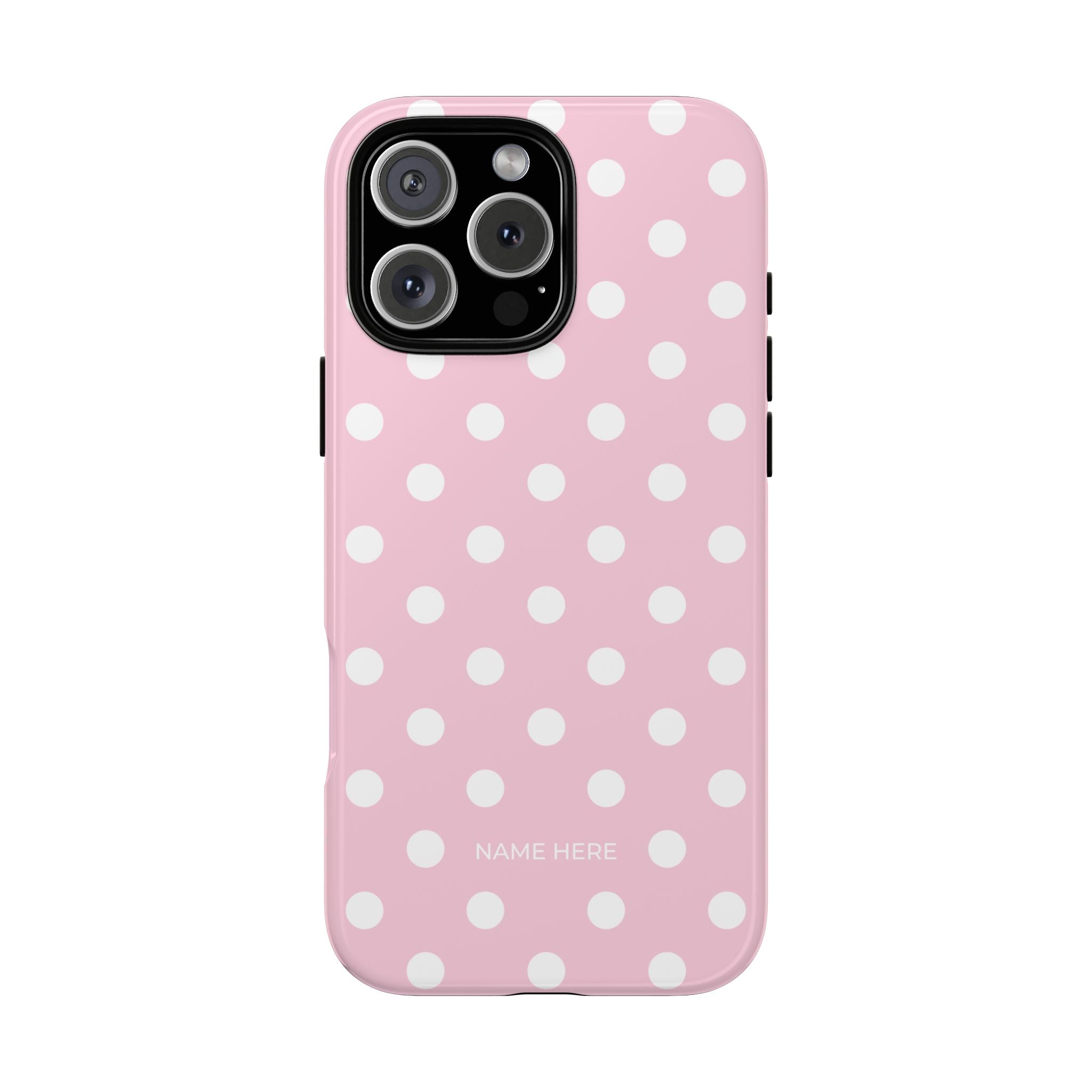 Pink & White PolkaDot Customisable Name Case