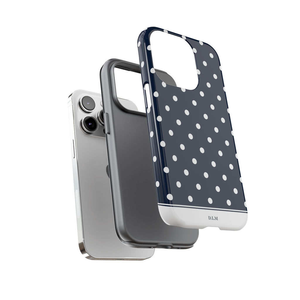 Navy Pearl Personalised Polka Dot Case