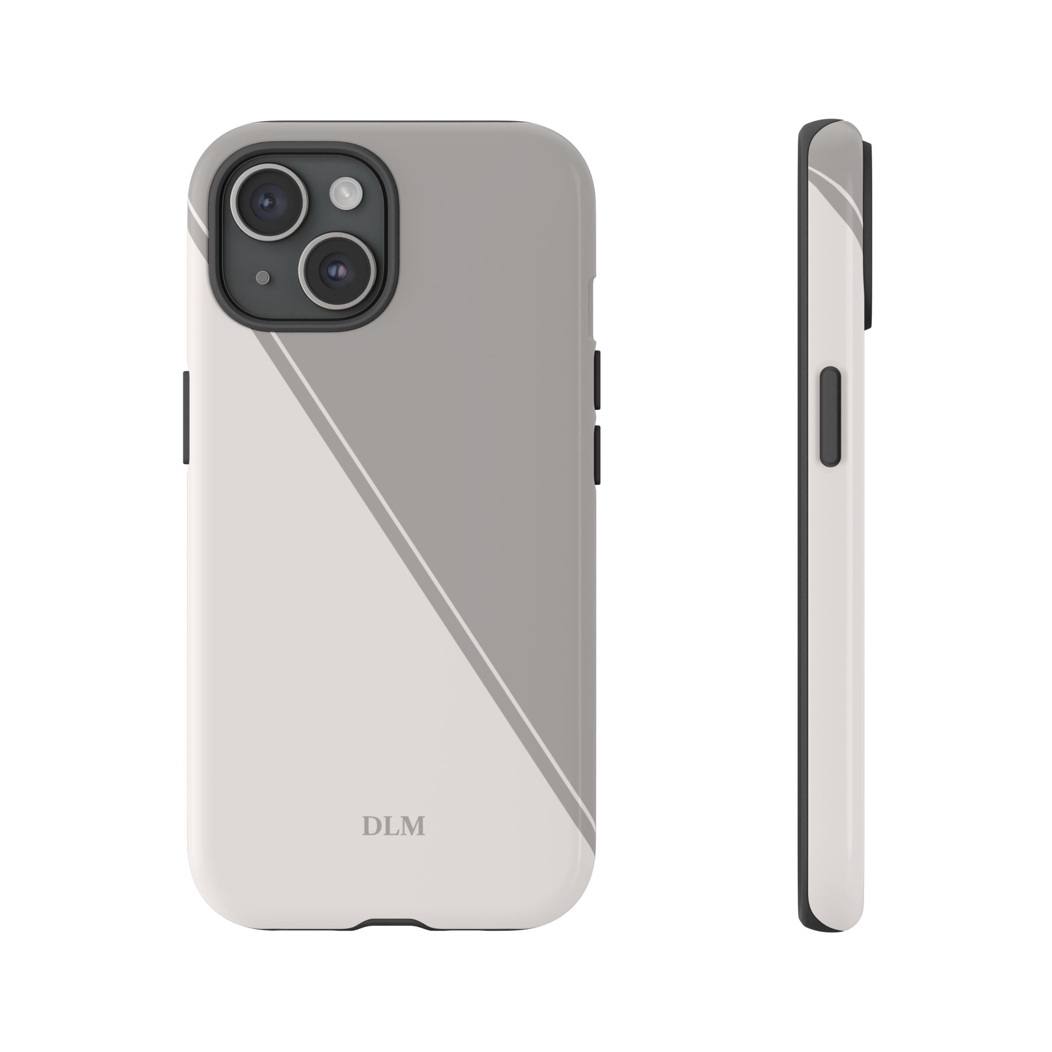 Grey Two Tone Case Custom Initials Case