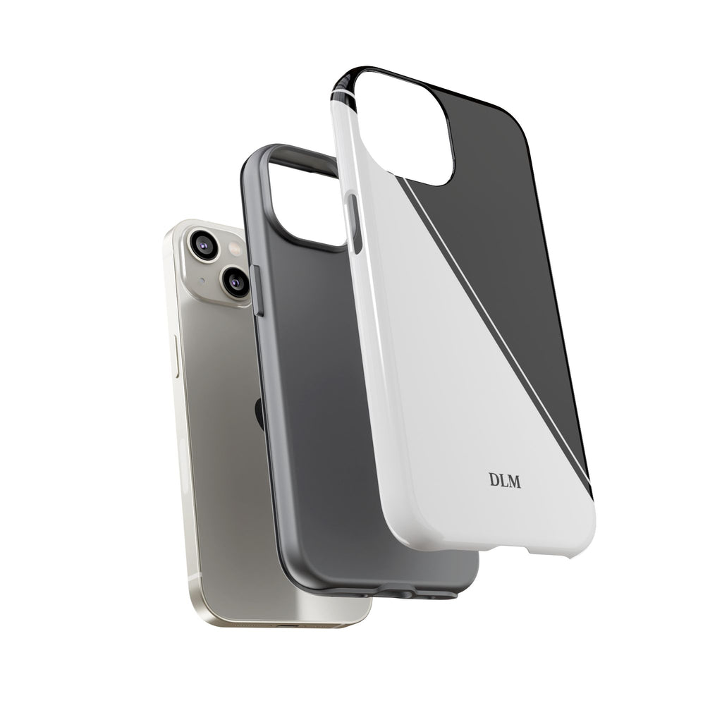 White/Black Two Tone Custom Initials Case