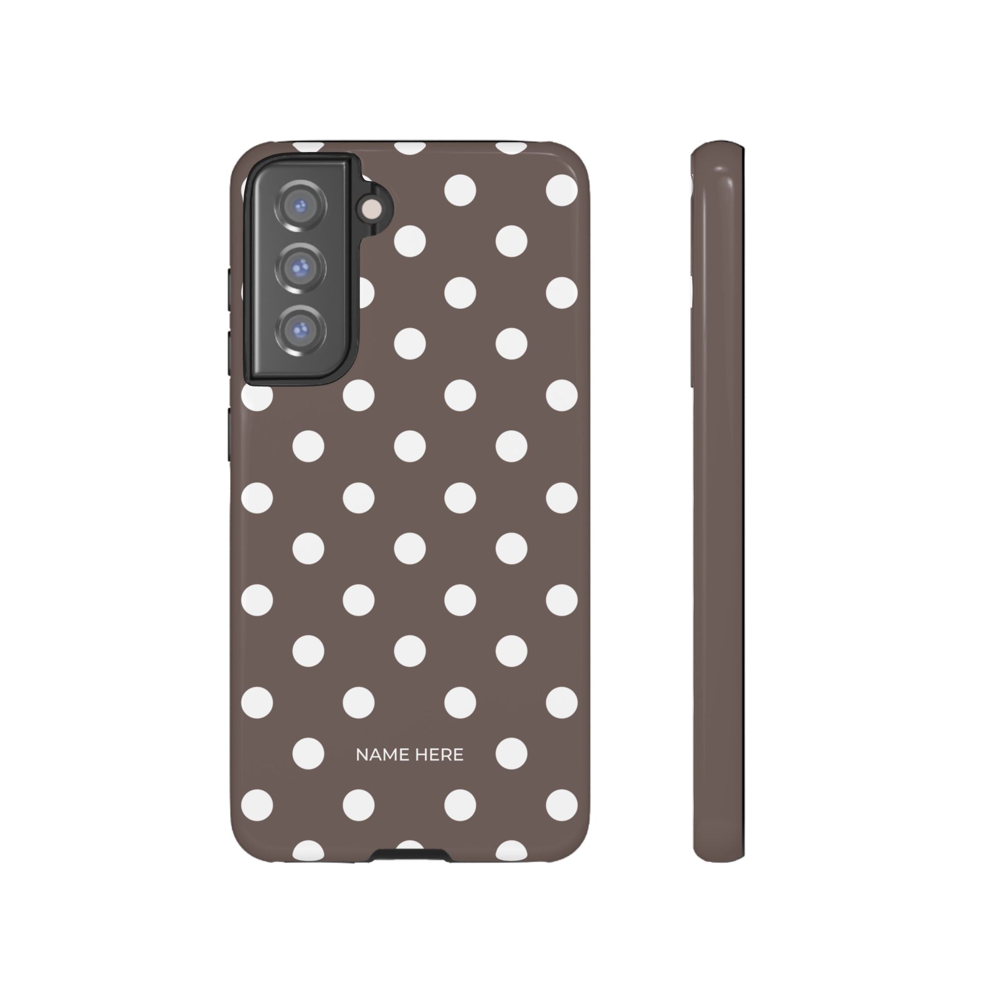 Brown & White PolkaDot Customisable Case