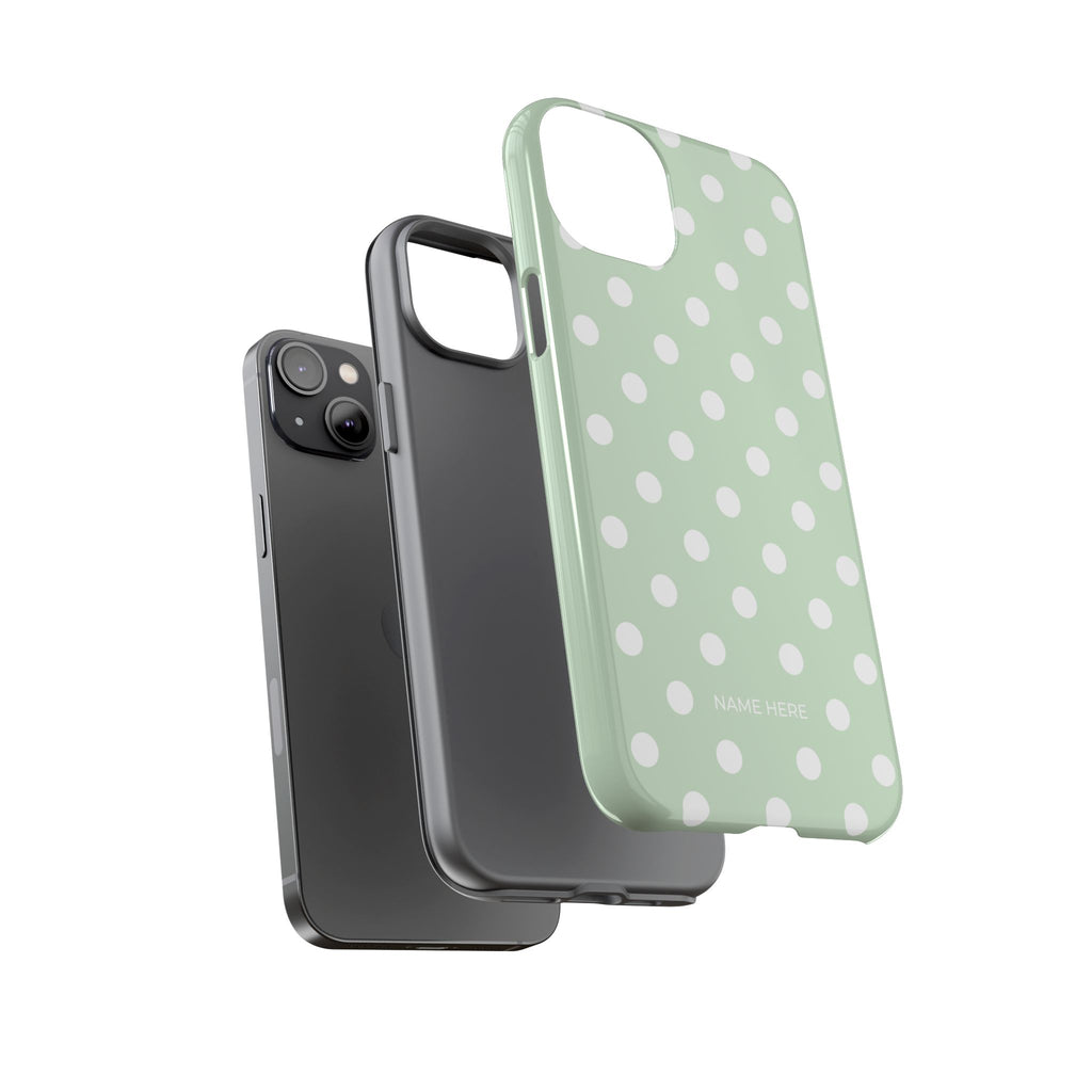 Green & White Polka Dot Customisable Case