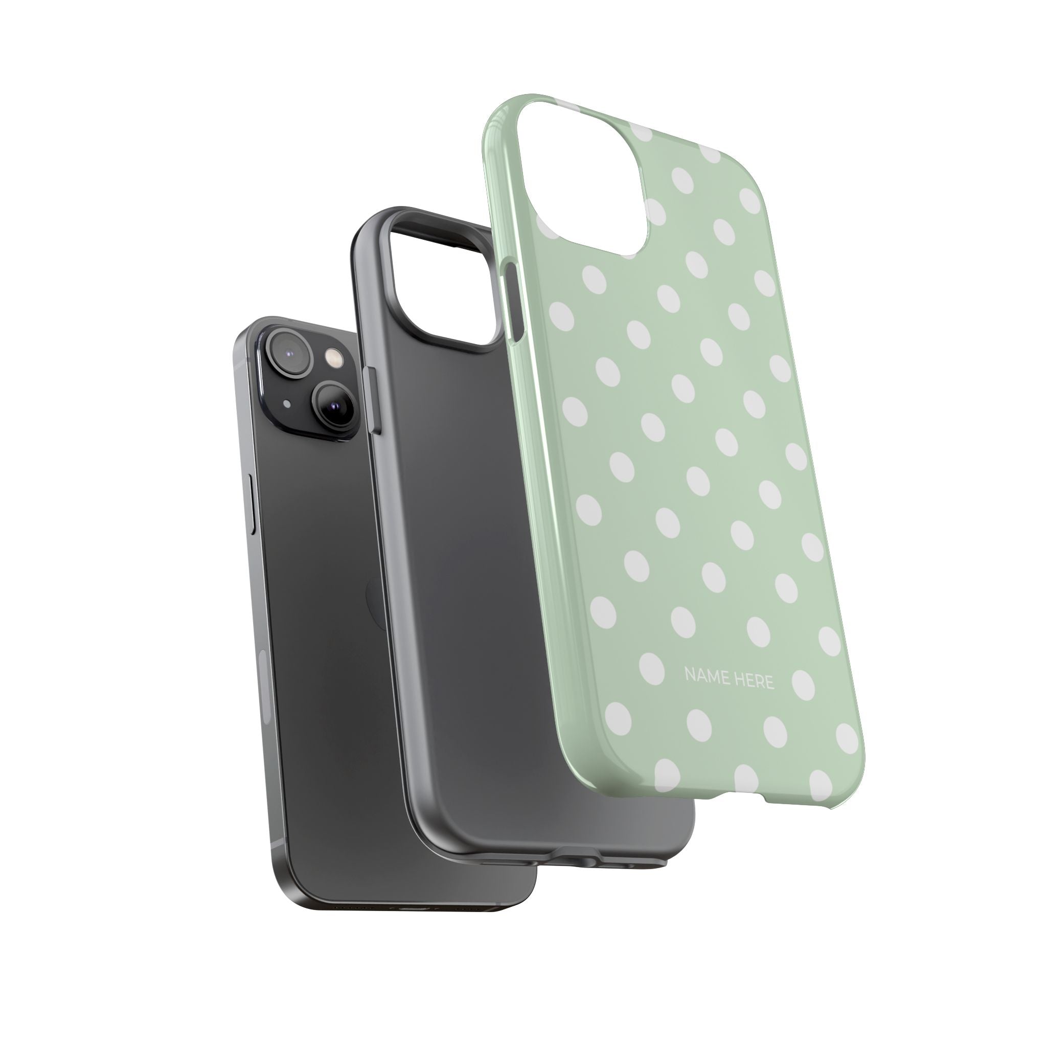 Green & White Polka Dot Customisable Case
