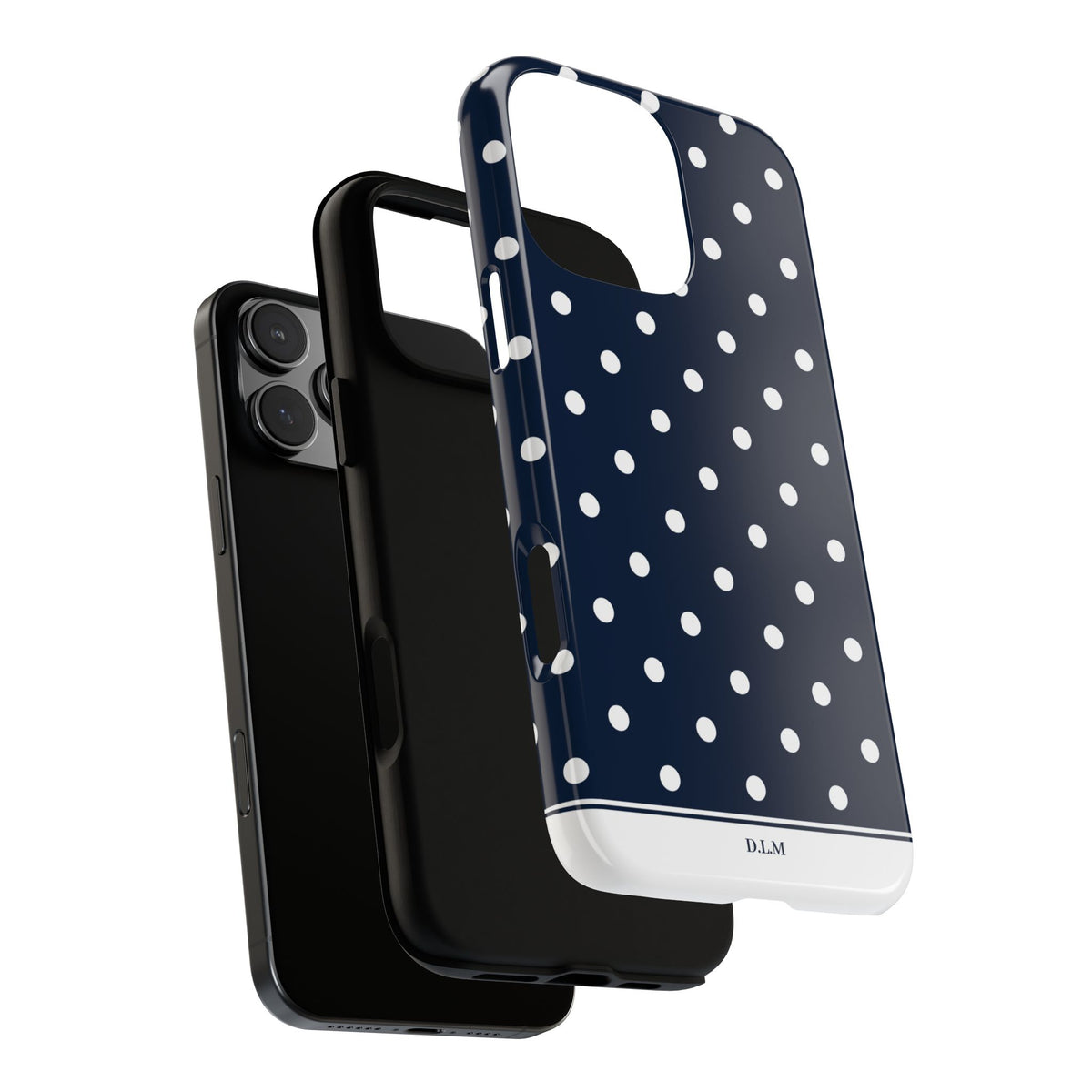 Navy Pearl Personalised Polka Dot Case