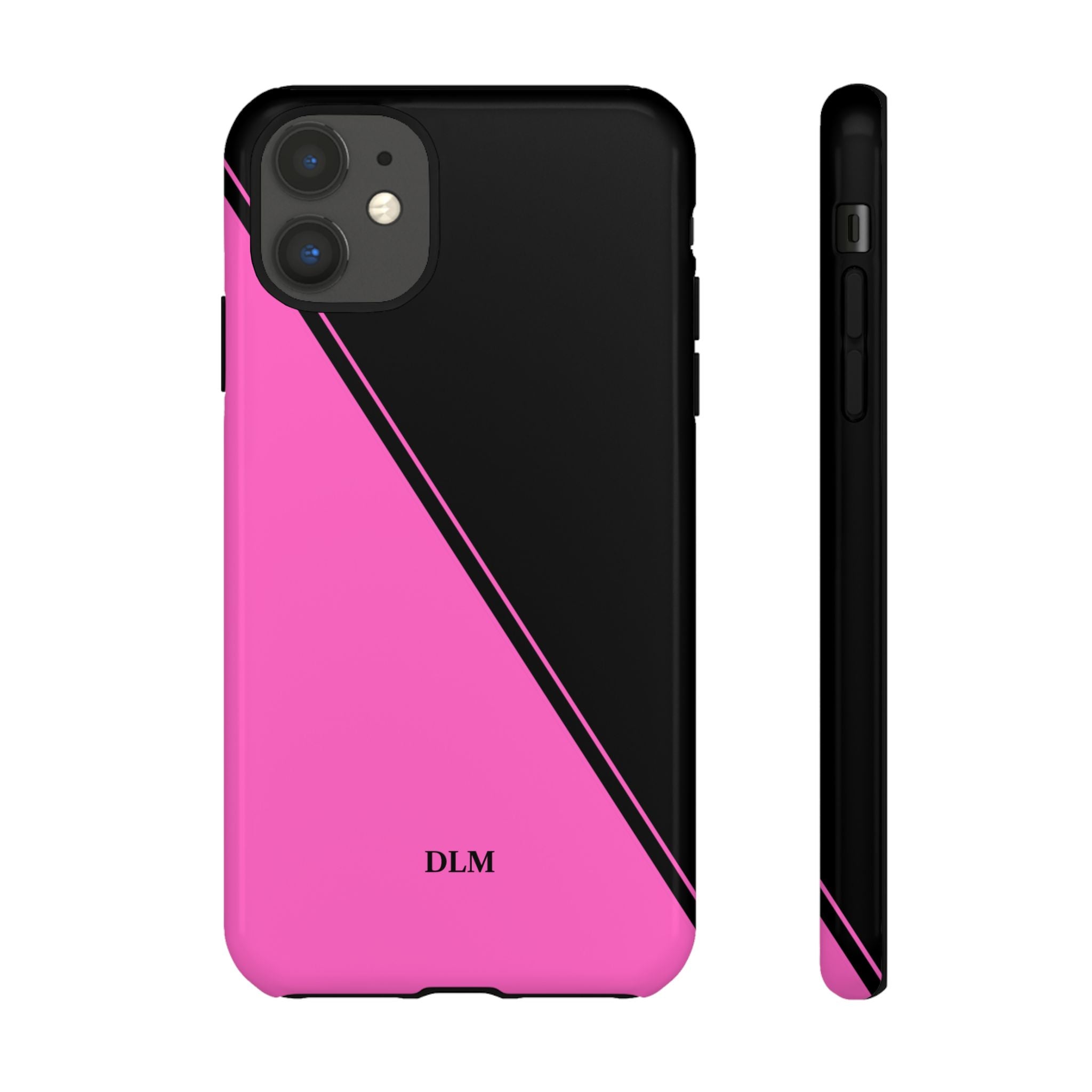Pink/Black Two Tone Custom Initials Case