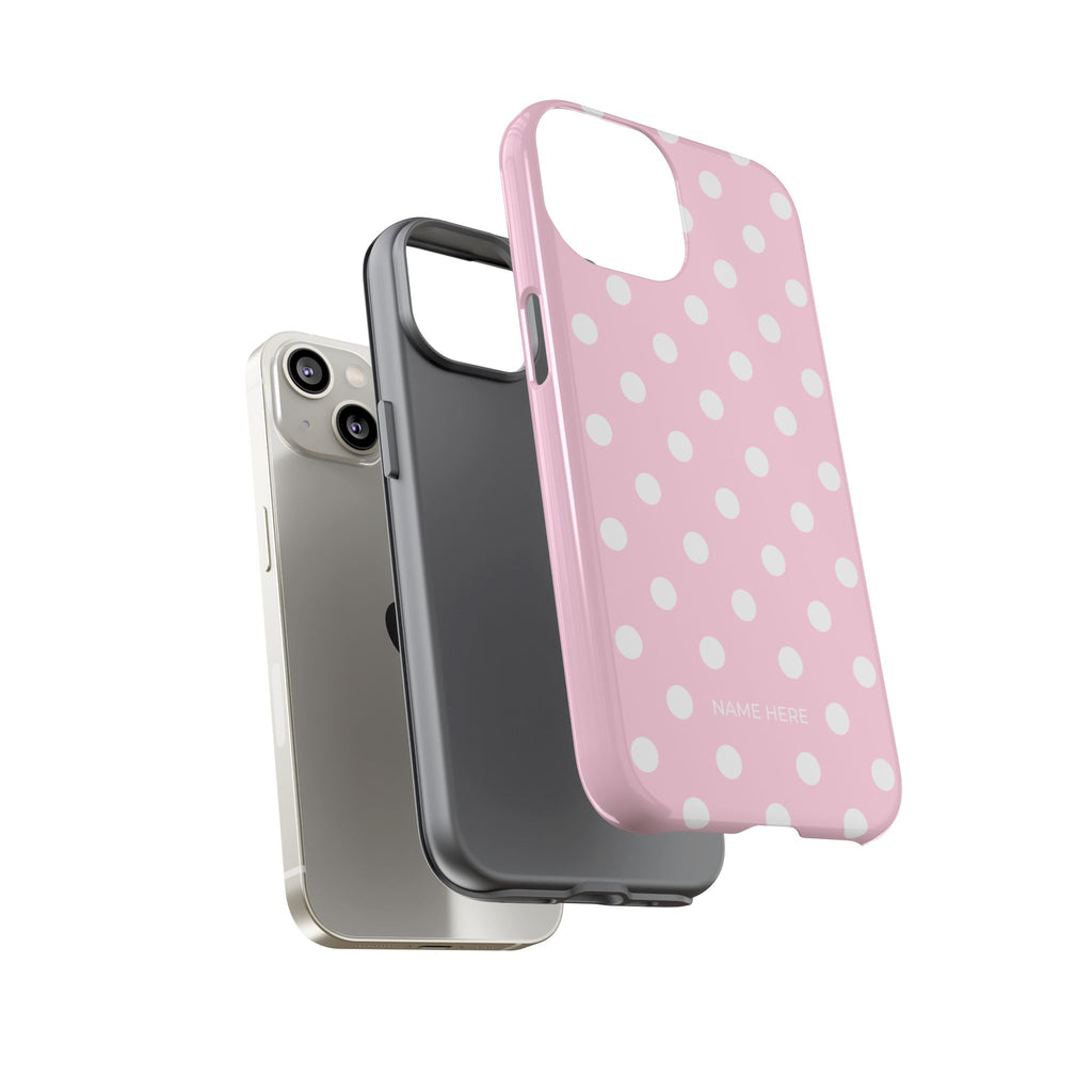 Pink & White PolkaDot Customisable Name Case