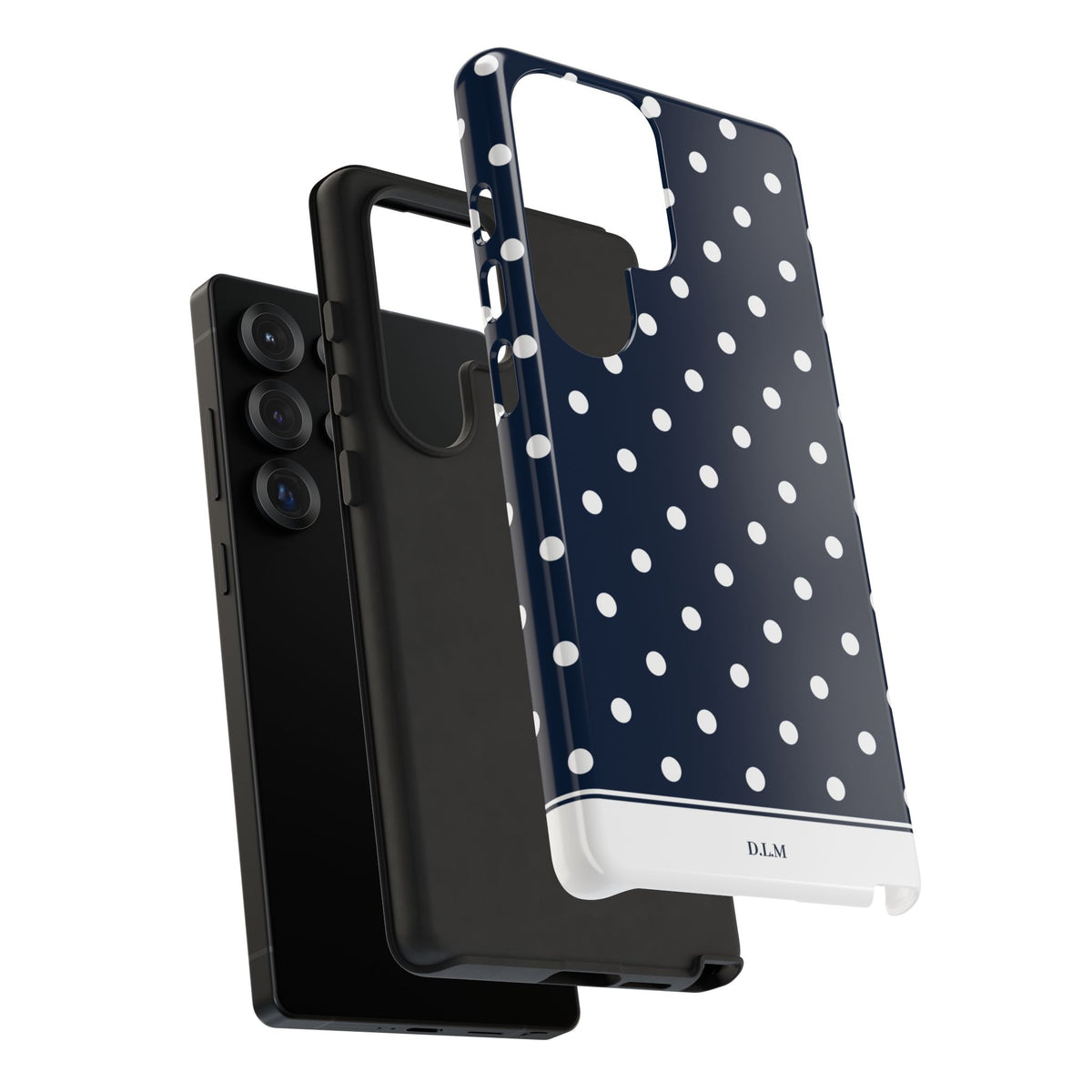 Navy Pearl Personalised Polka Dot Case