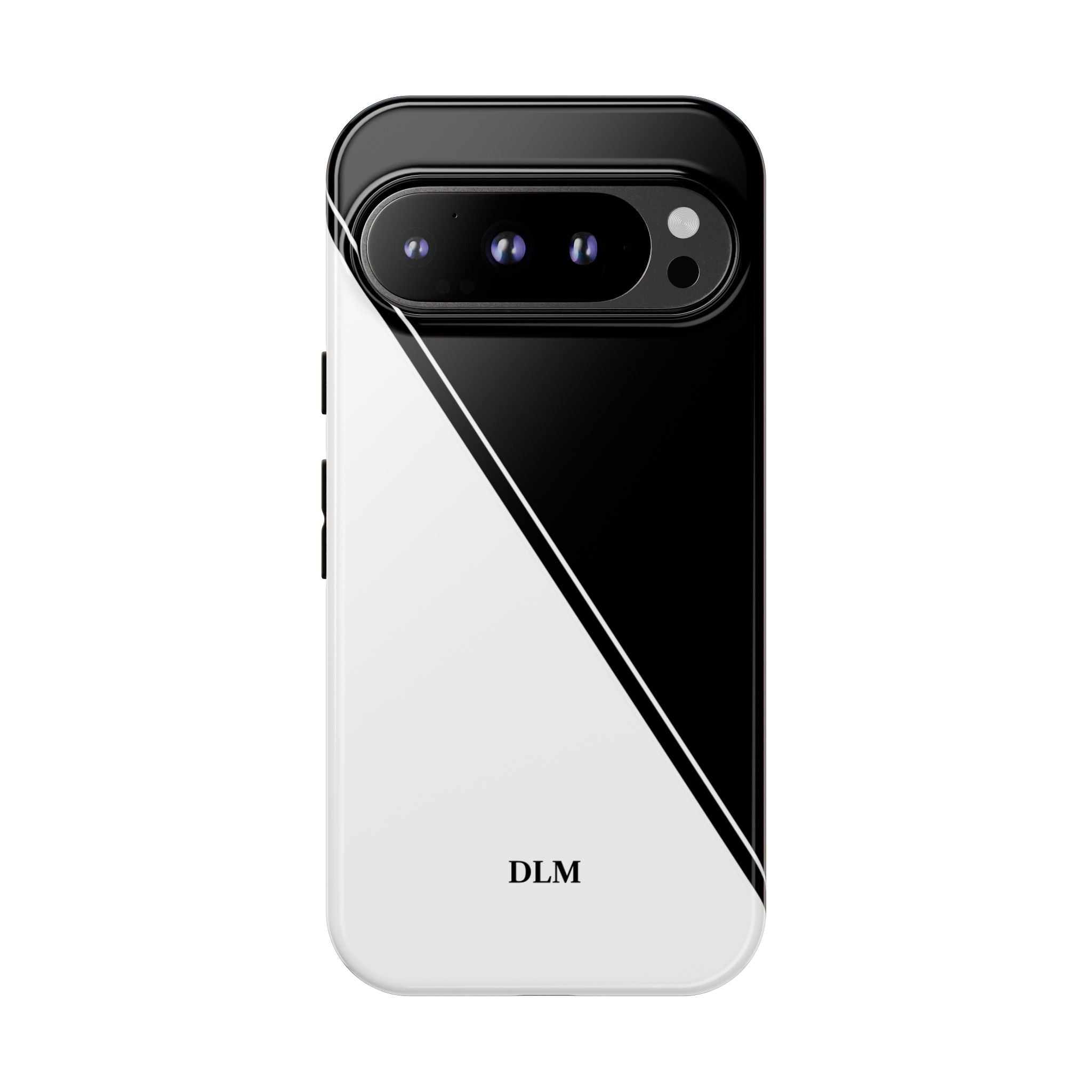 White/Black Two Tone Custom Initials Case
