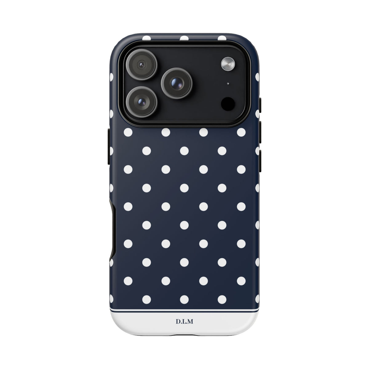 Navy Pearl Personalised Polka Dot Case