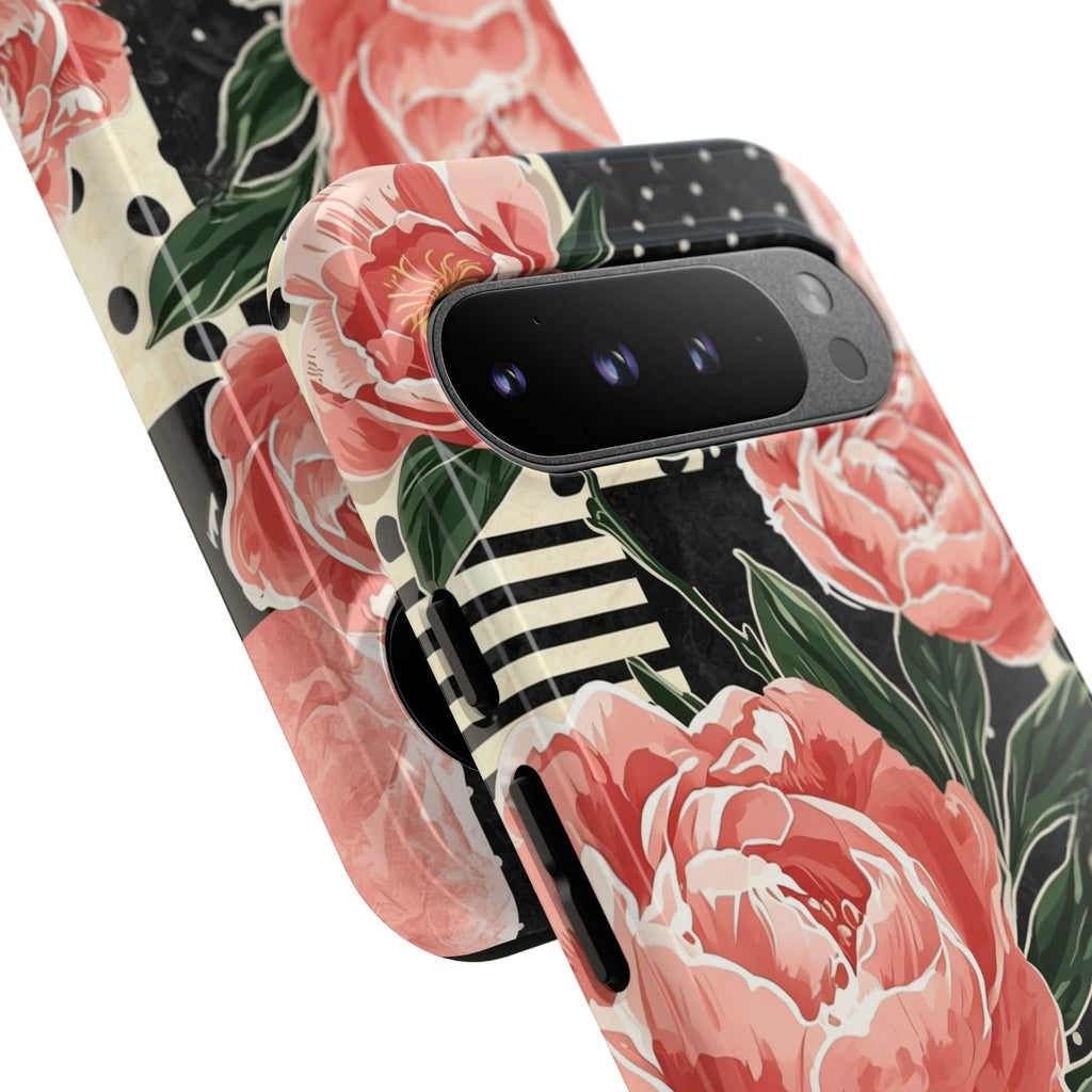 Pink Peony Stripes & Polka Dots