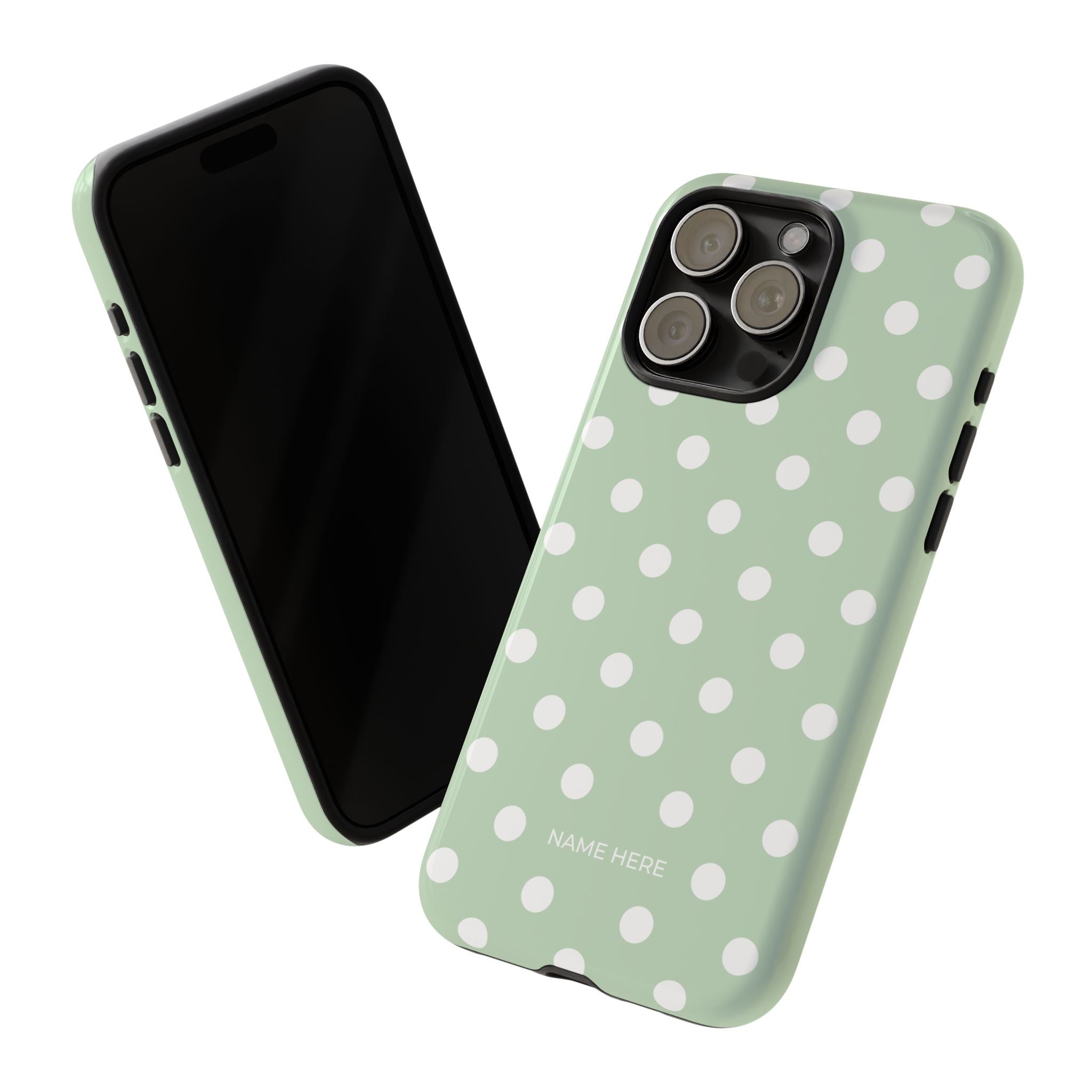 Green & White Polka Dot Customisable Case