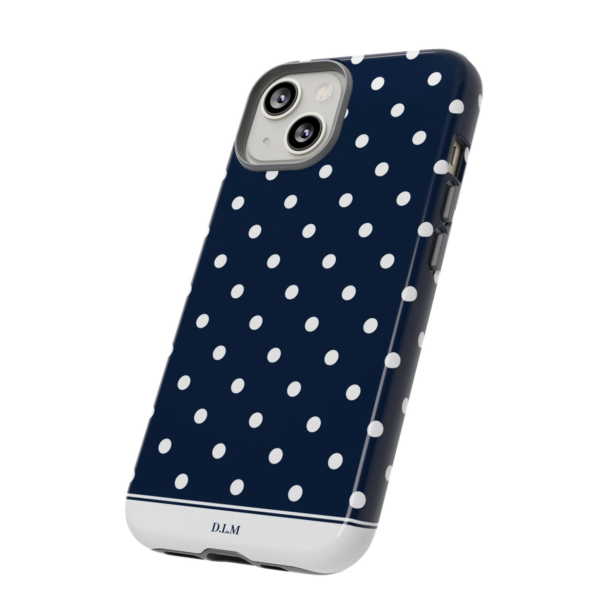 Navy Pearl Personalised Polka Dot Case
