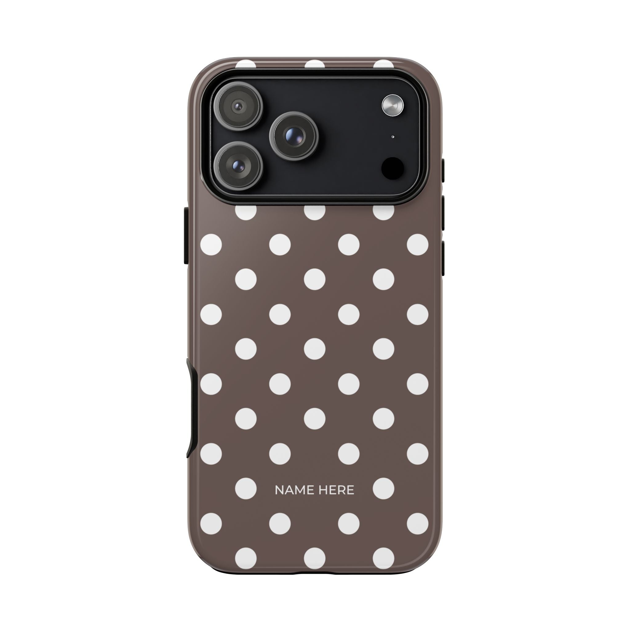 Brown & White PolkaDot Customisable Case