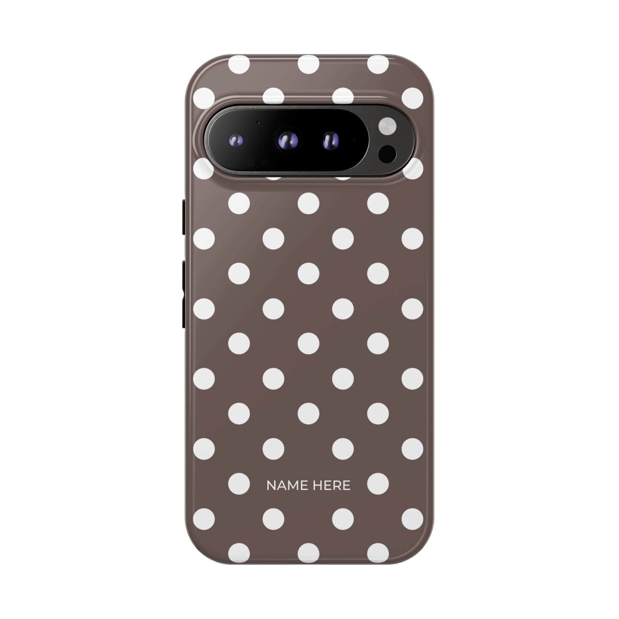 Brown & White PolkaDot Customisable Case