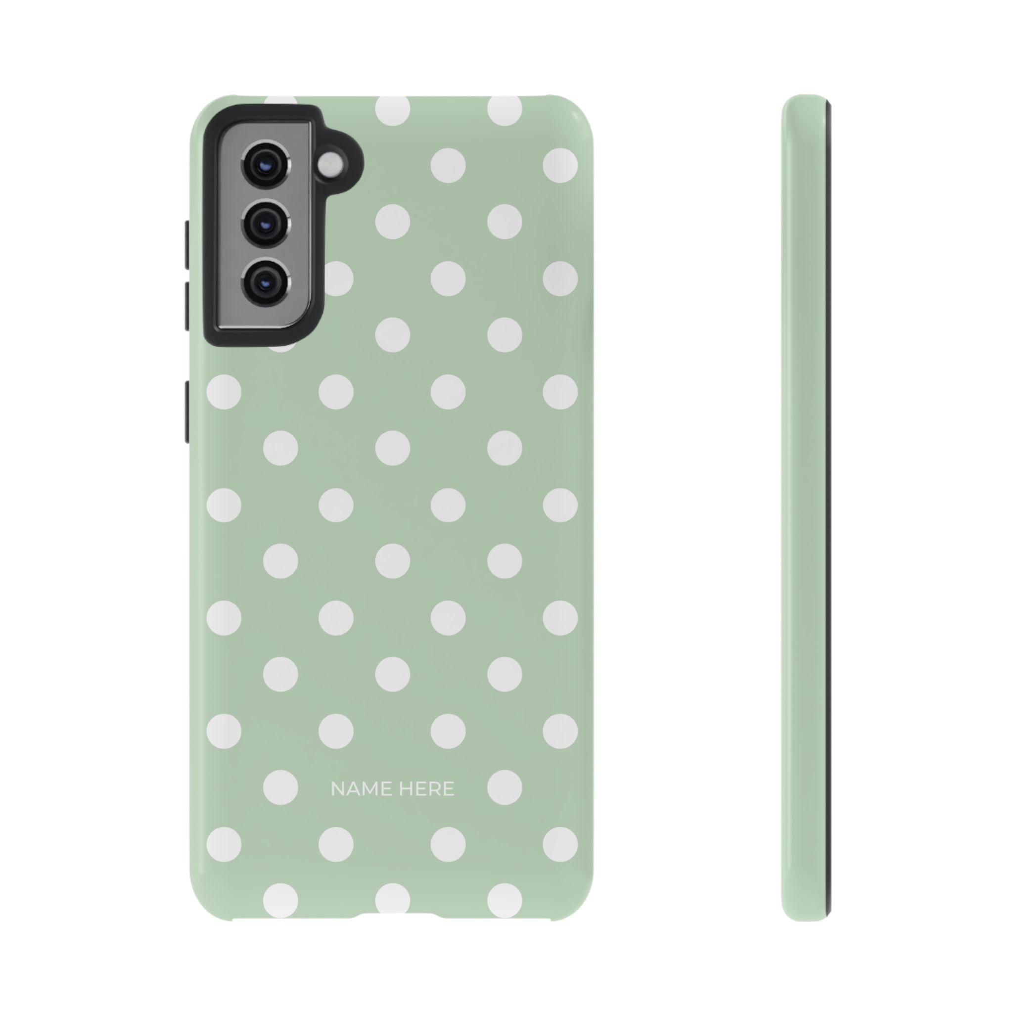 Green & White Polka Dot Customisable Case