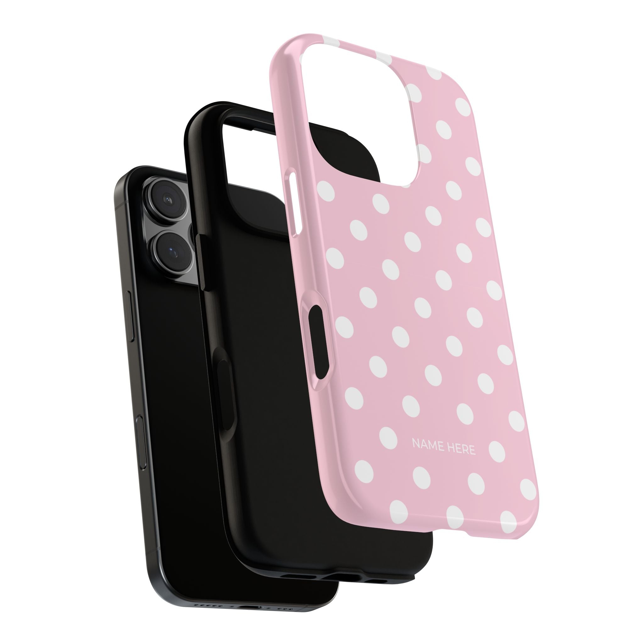 Pink & White PolkaDot Customisable Name Case