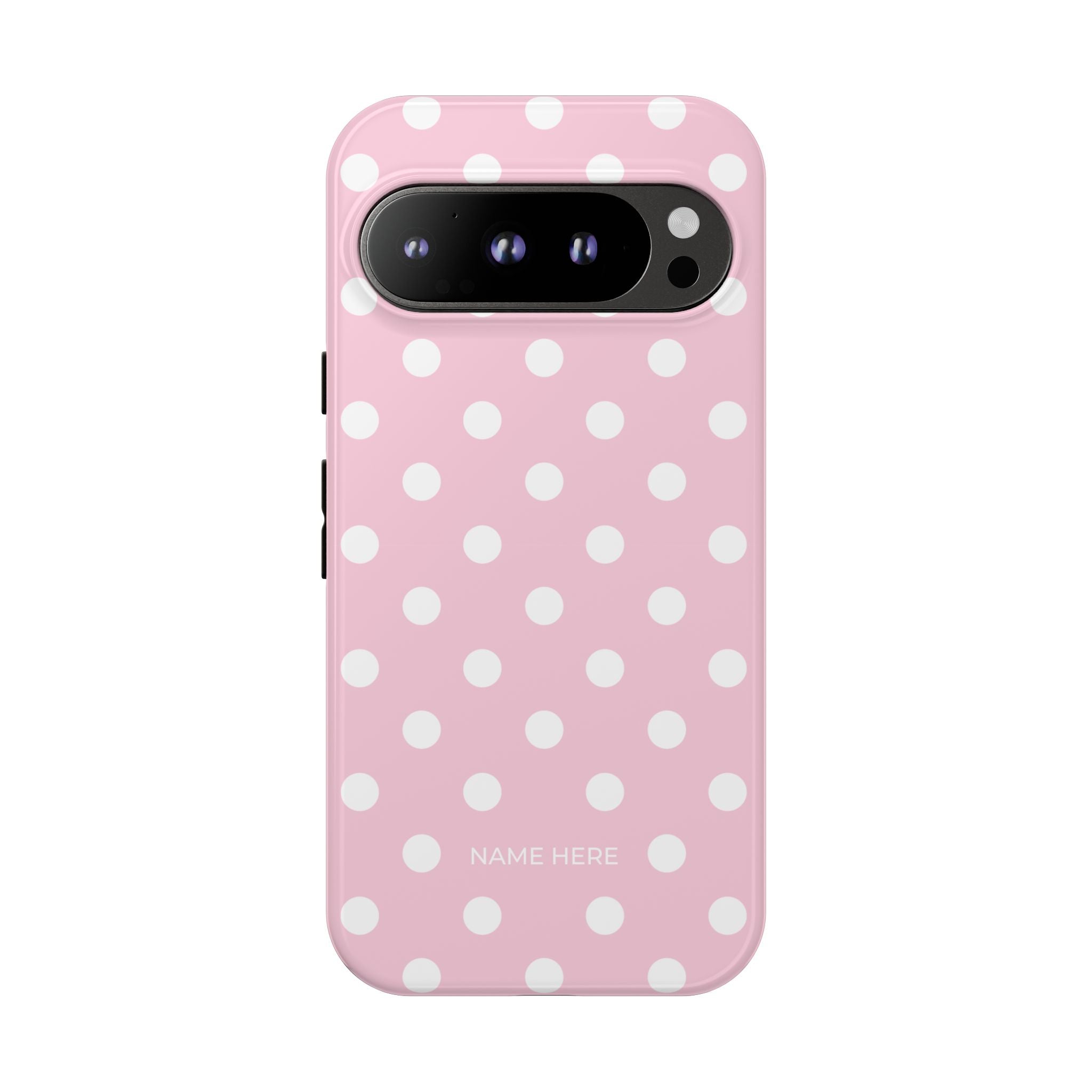 Pink & White PolkaDot Customisable Name Case