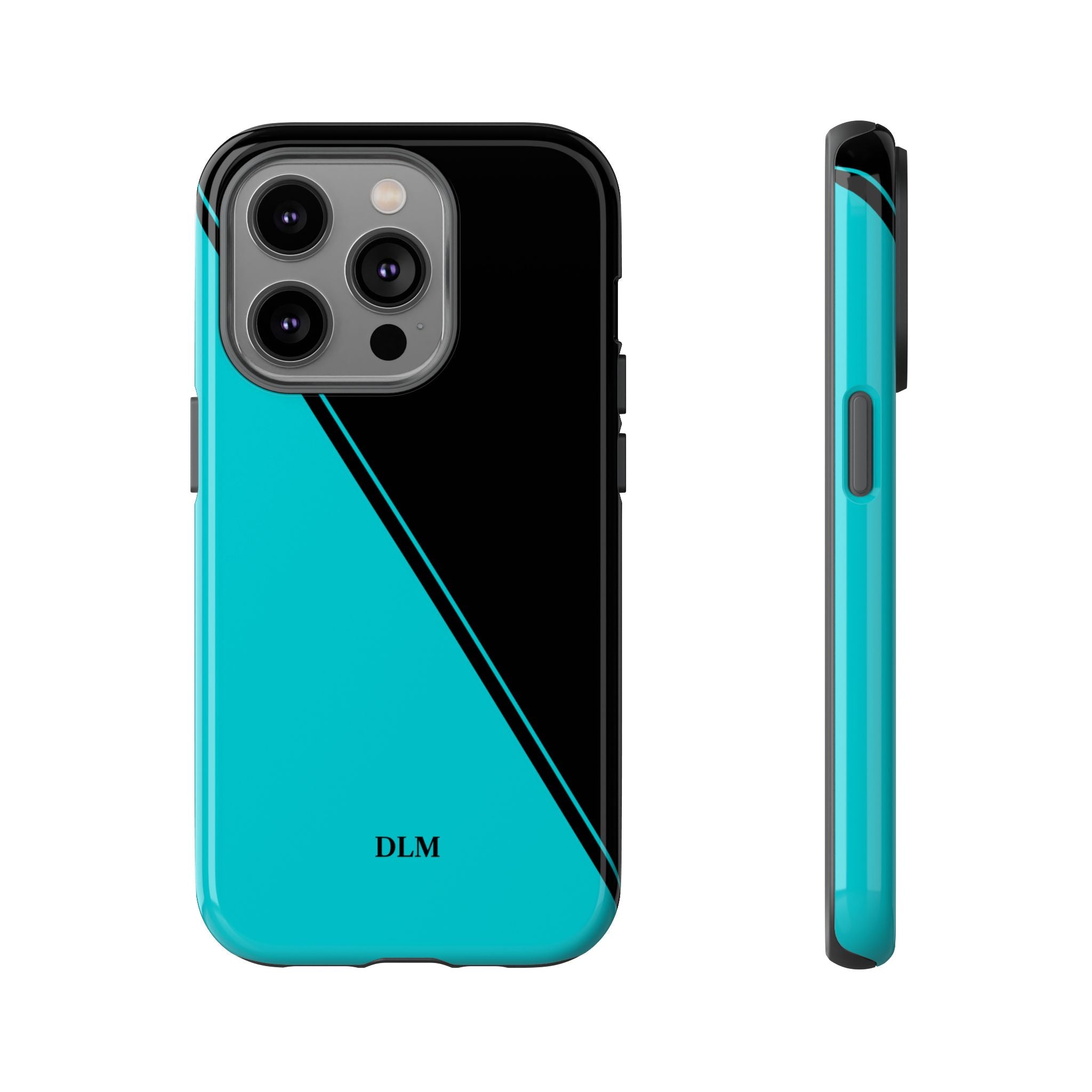 Tiffany/Black Two Tone Custom Initials Case