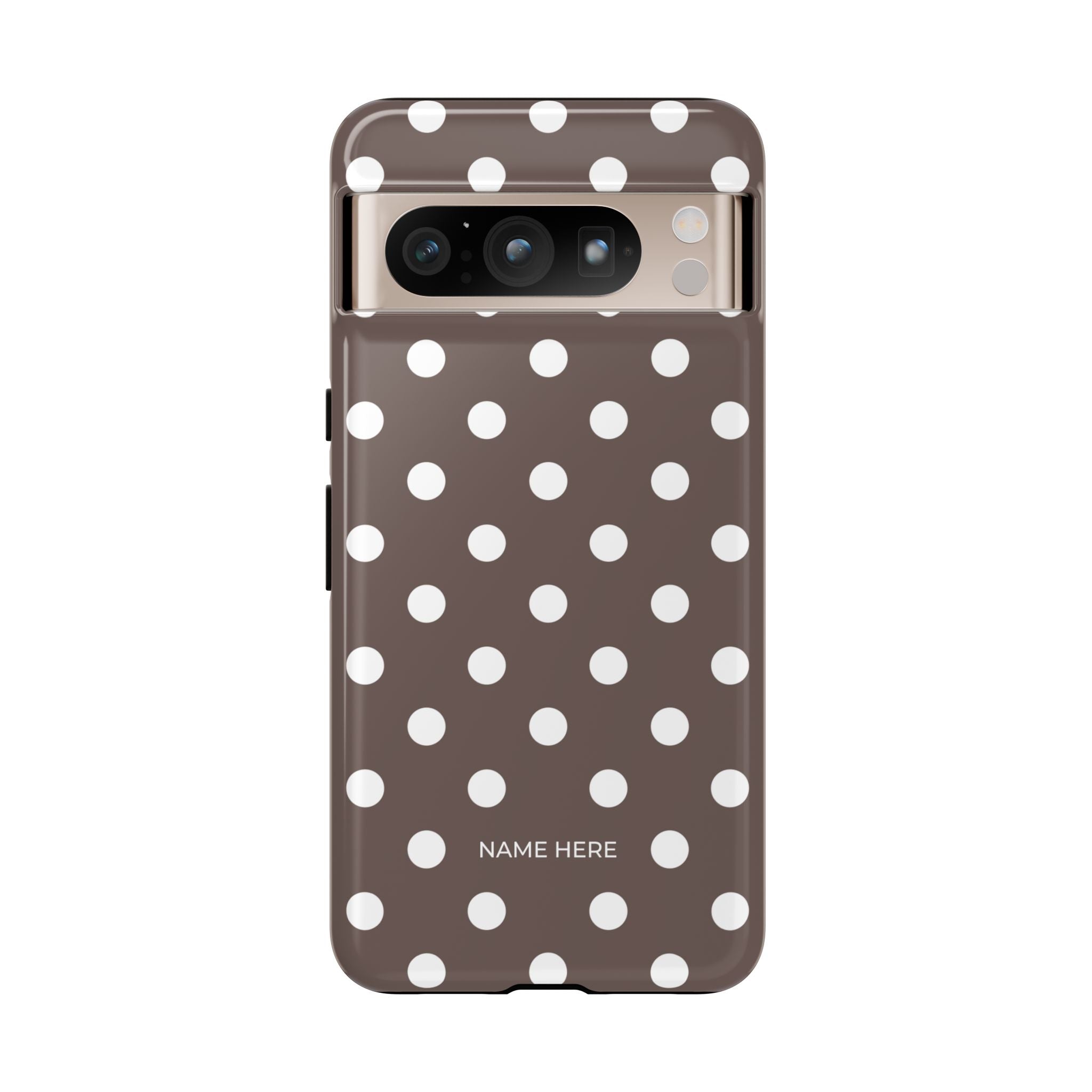 Brown & White PolkaDot Customisable Case