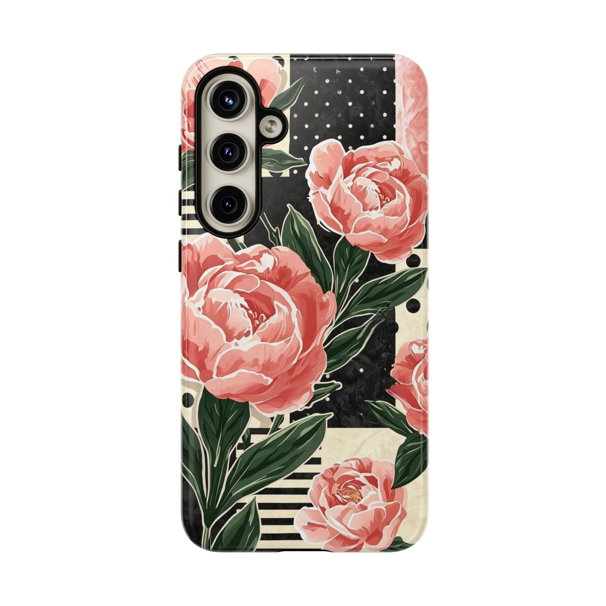 Pink Peony Stripes & Polka Dots