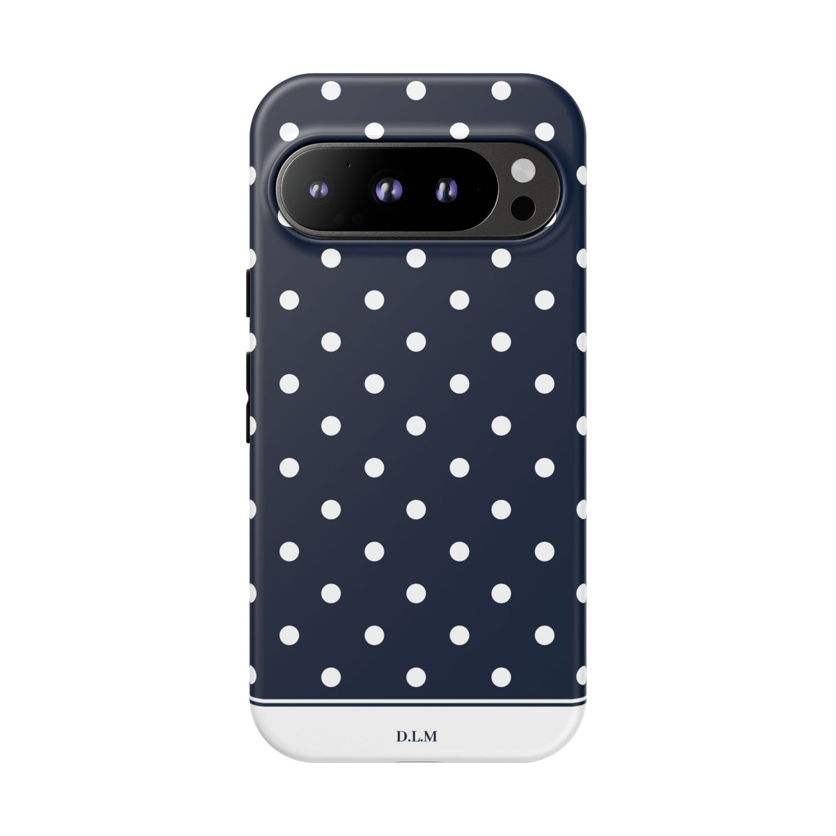 Navy Pearl Personalised Polka Dot Case