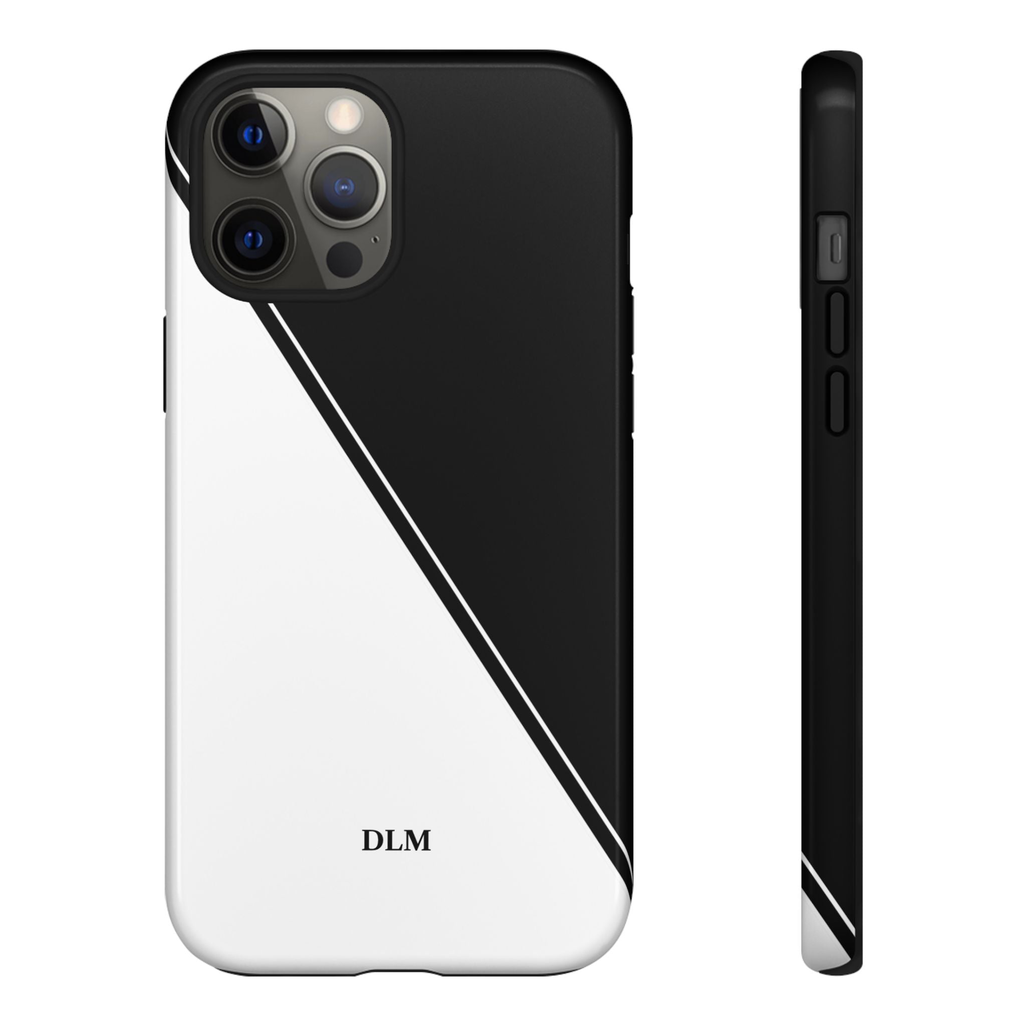 White/Black Two Tone Custom Initials Case
