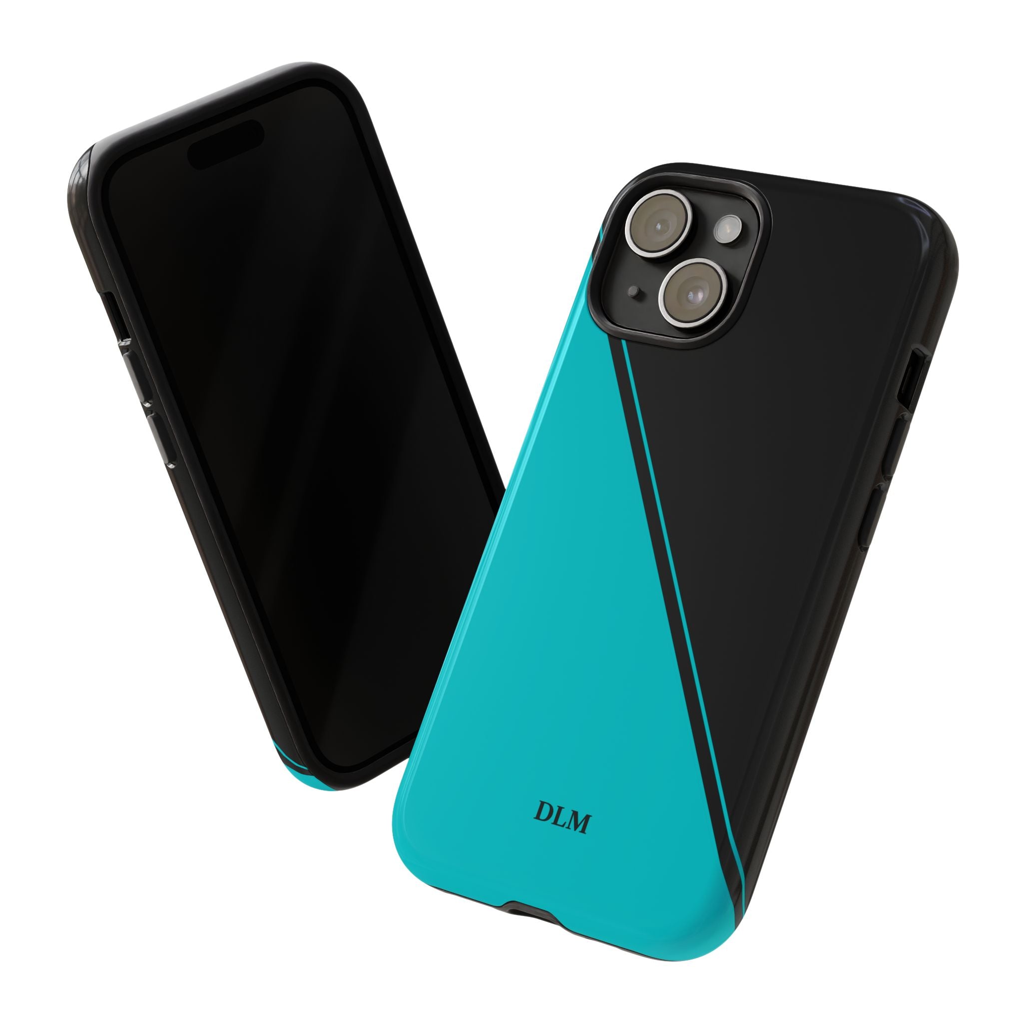 Tiffany/Black Two Tone Custom Initials Case