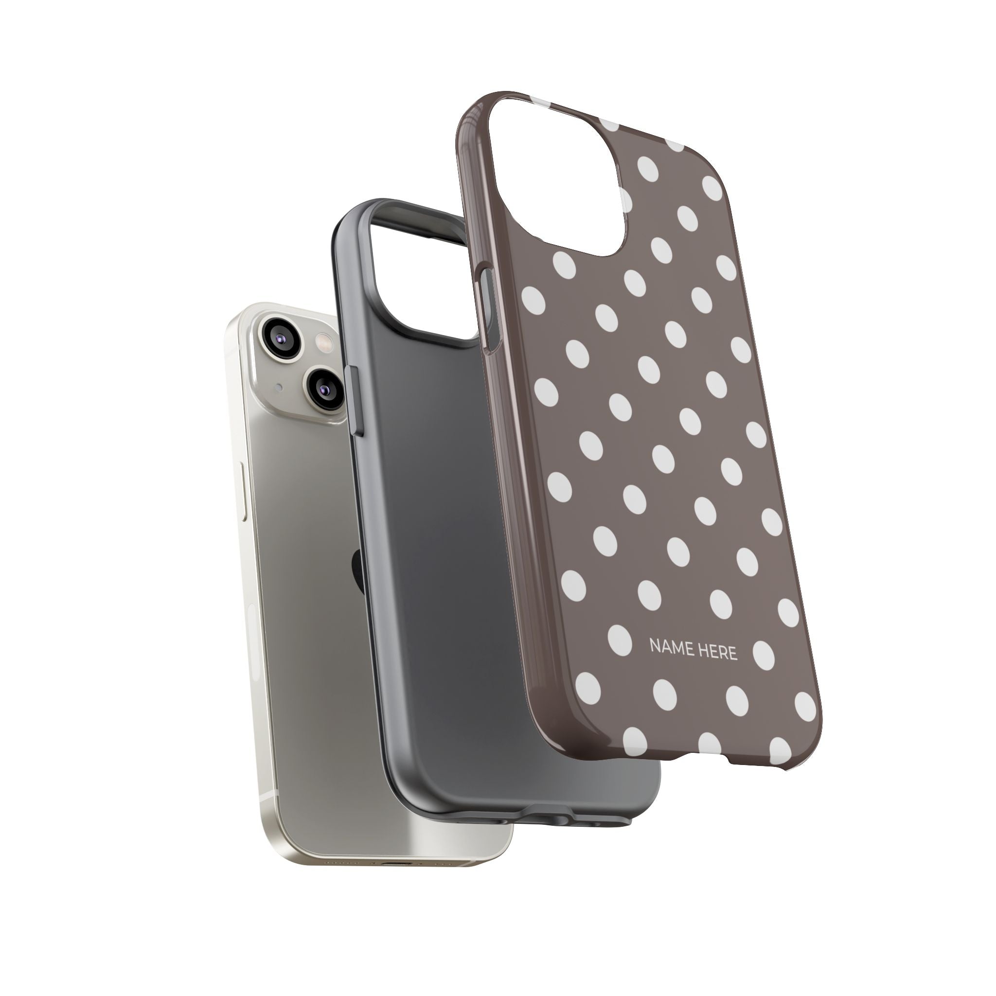 Brown & White PolkaDot Customisable Case