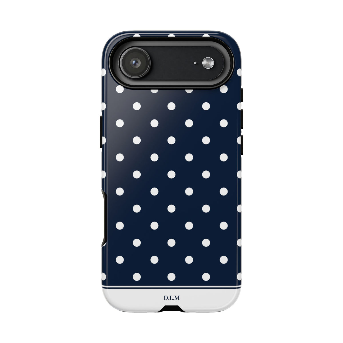 Navy Pearl Personalised Polka Dot Case