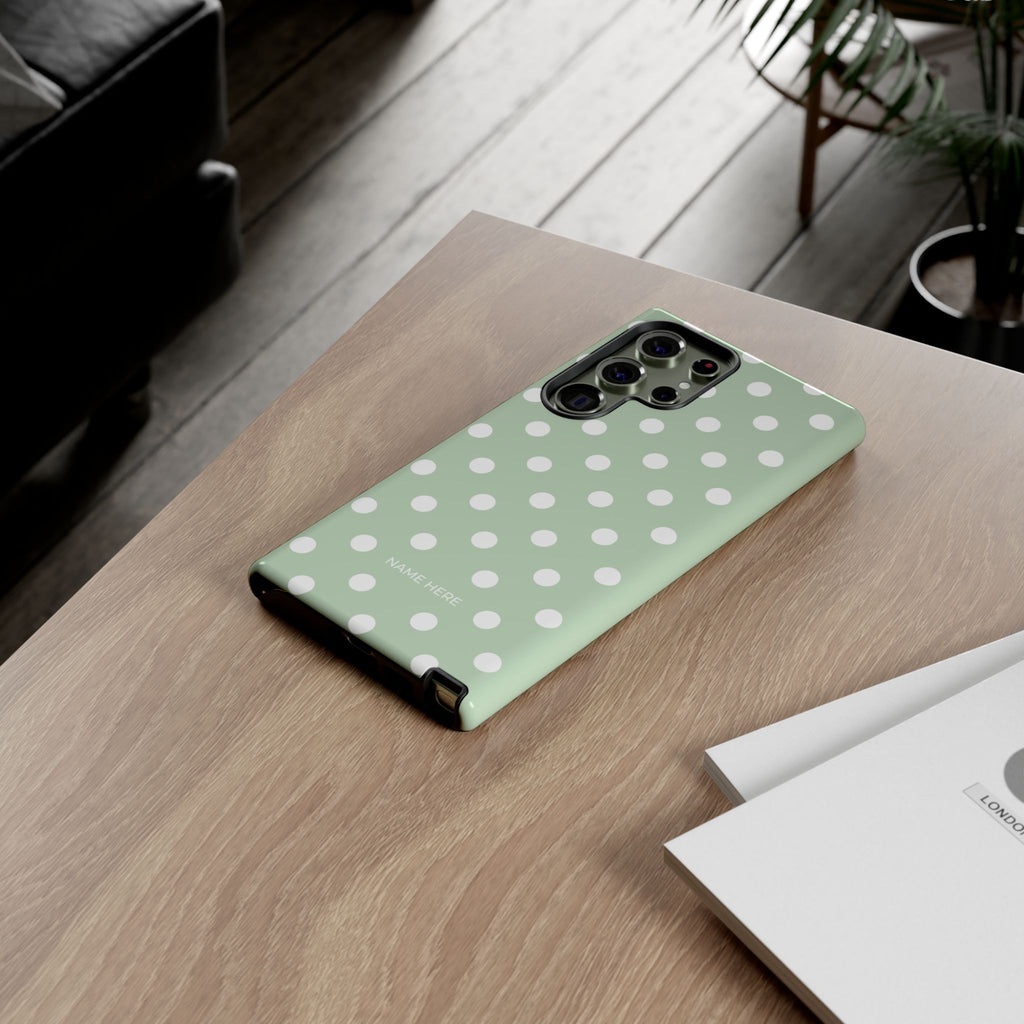 Green & White Polka Dot Customisable Case