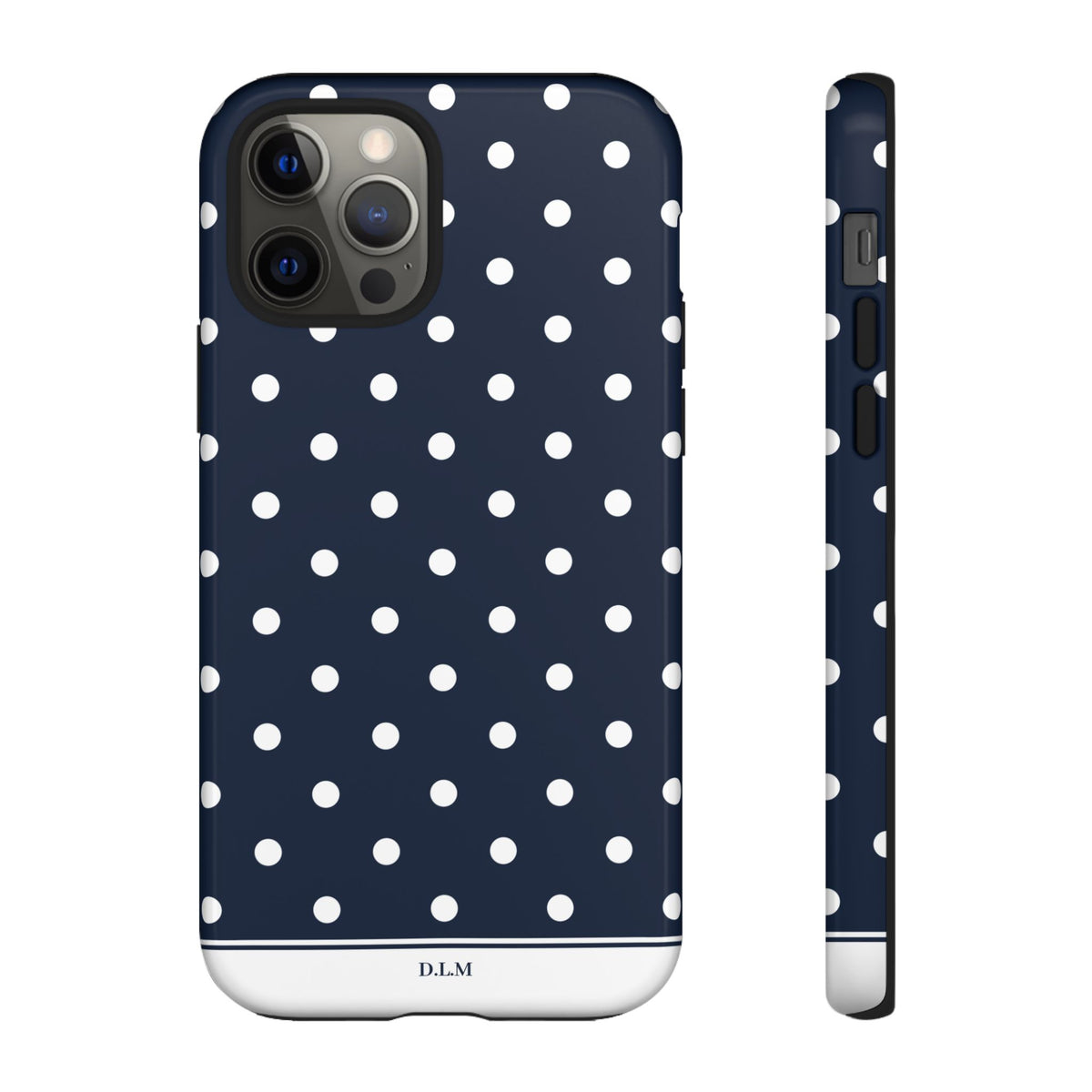 Navy Pearl Personalised Polka Dot Case