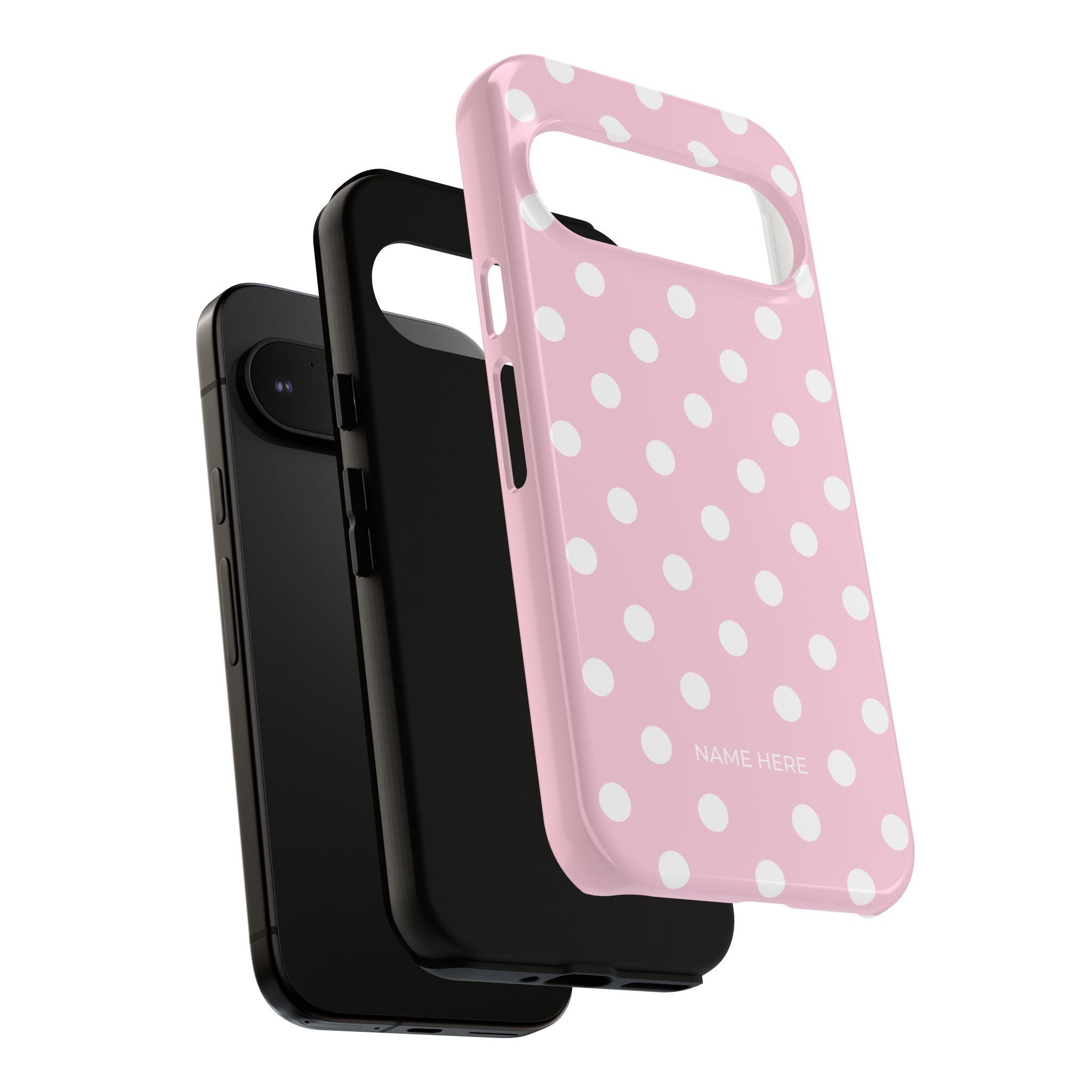 Pink & White PolkaDot Customisable Name Case