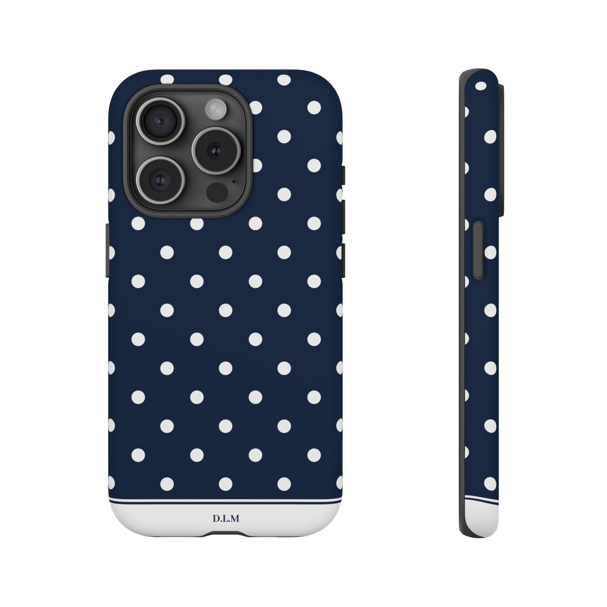Navy Pearl Personalised Polka Dot Case