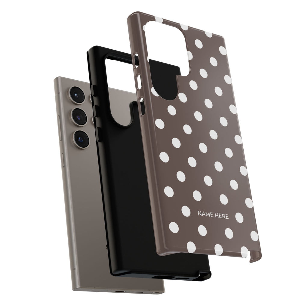 Brown & White PolkaDot Customisable Case