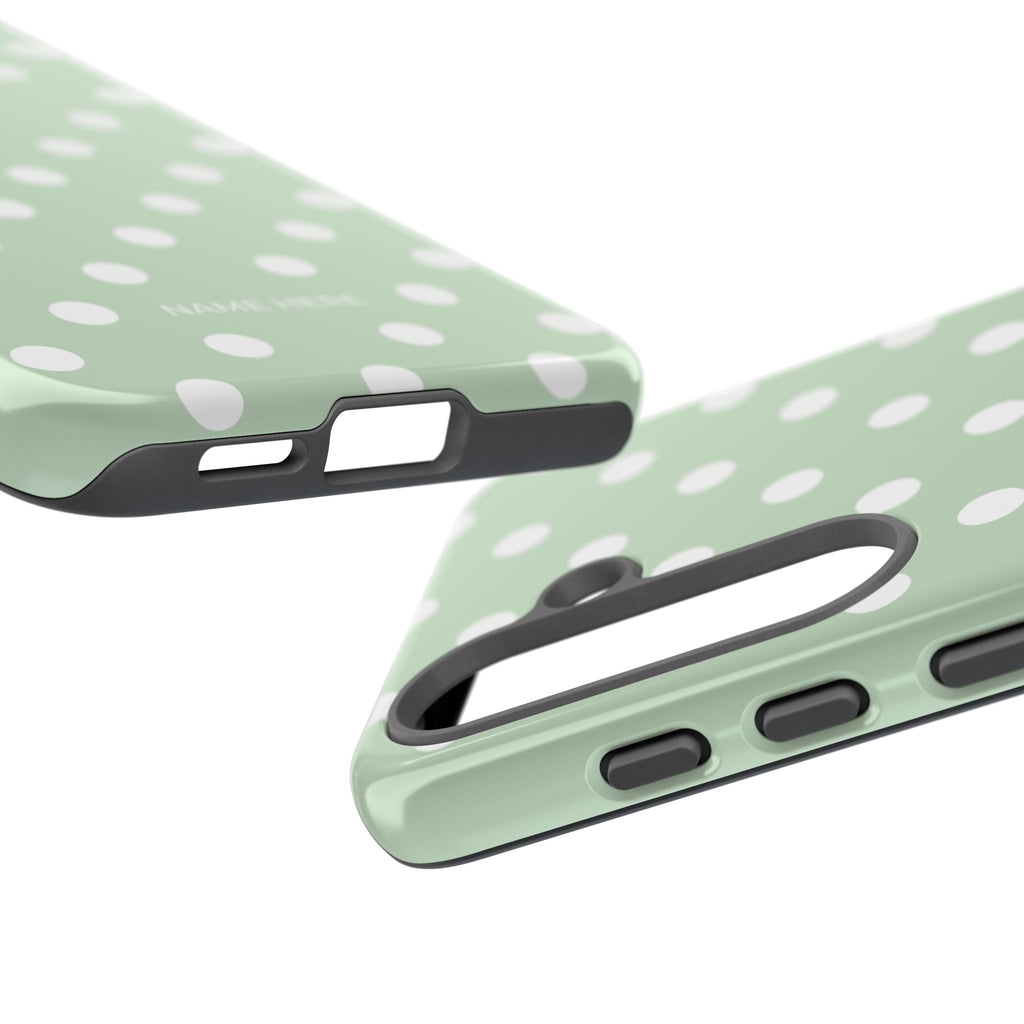Green & White Polka Dot Customisable Case