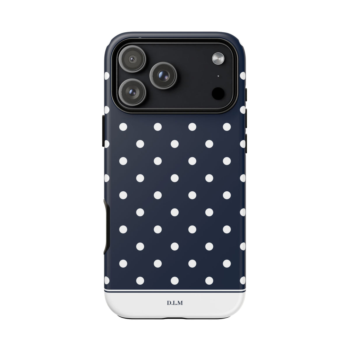 Navy Pearl Personalised Polka Dot Case