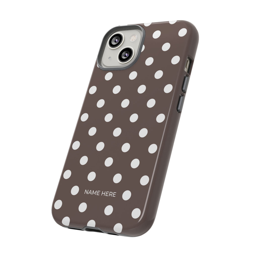 Brown & White PolkaDot Customisable Case
